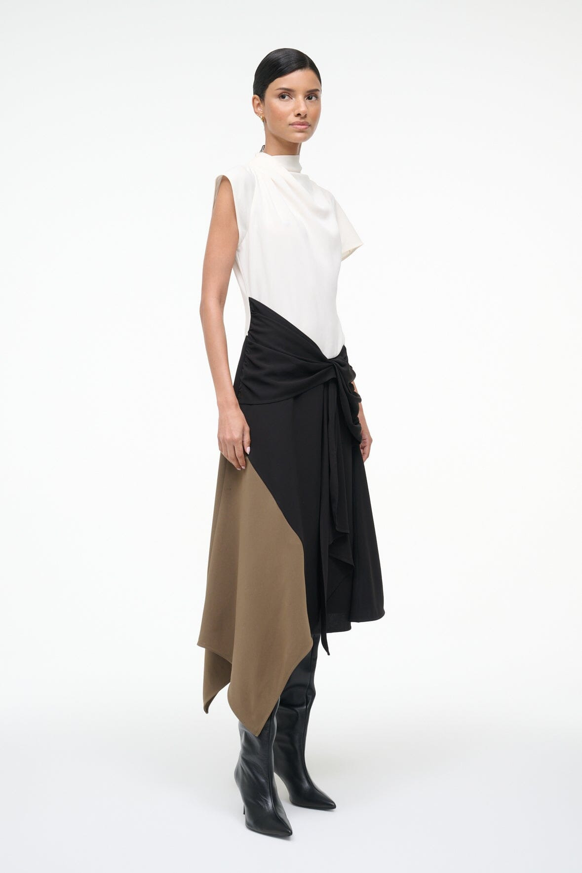 STAUD DAVINA DRESS BLACK MULTI - 5