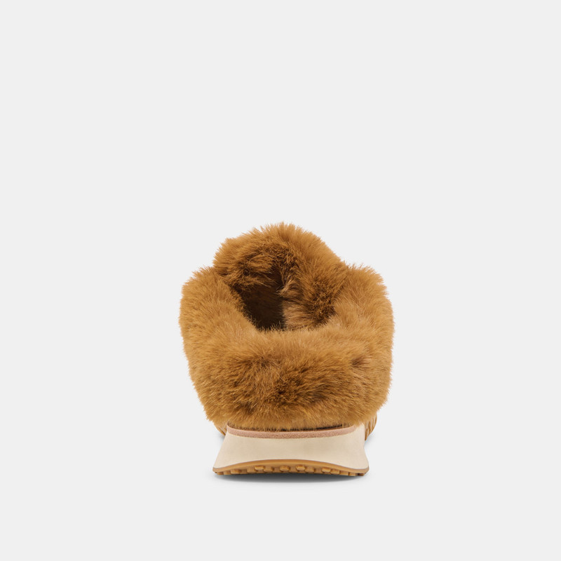 IZZEY PLUSH SNEAKERS LT BROWN SUEDE 7