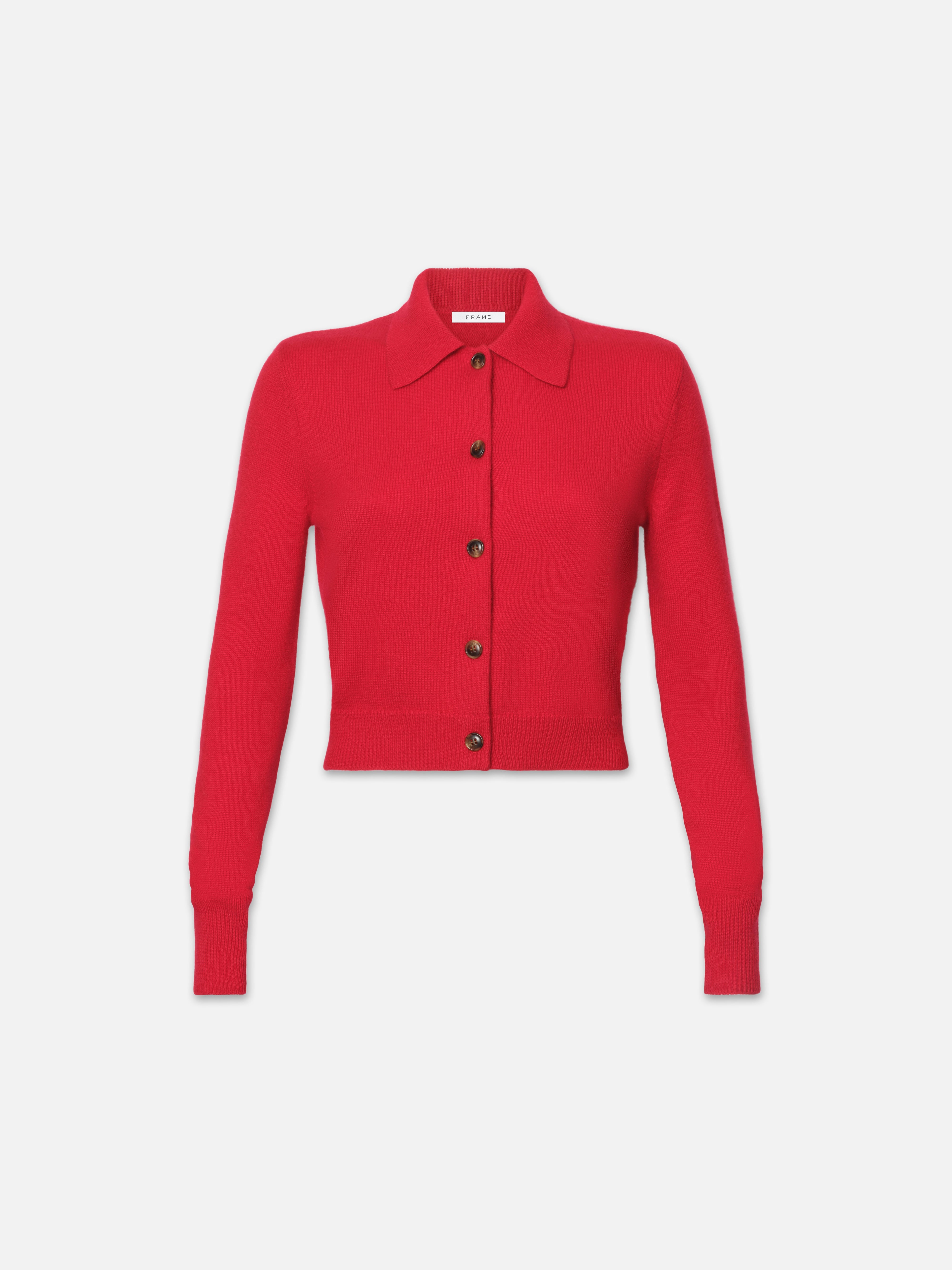 Shrunken Cashmere Cardi in Cherry Red - 1