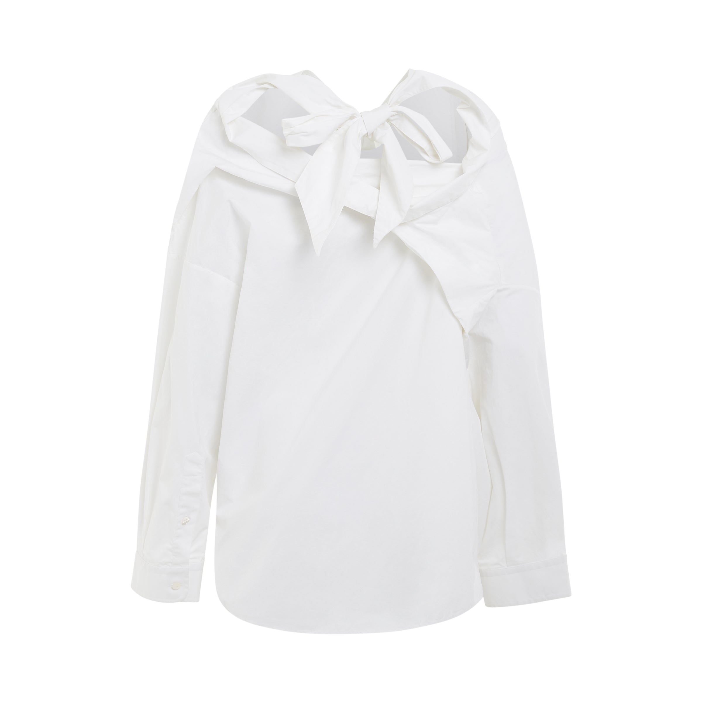 Knotted Vareuse Shirt in White - 4