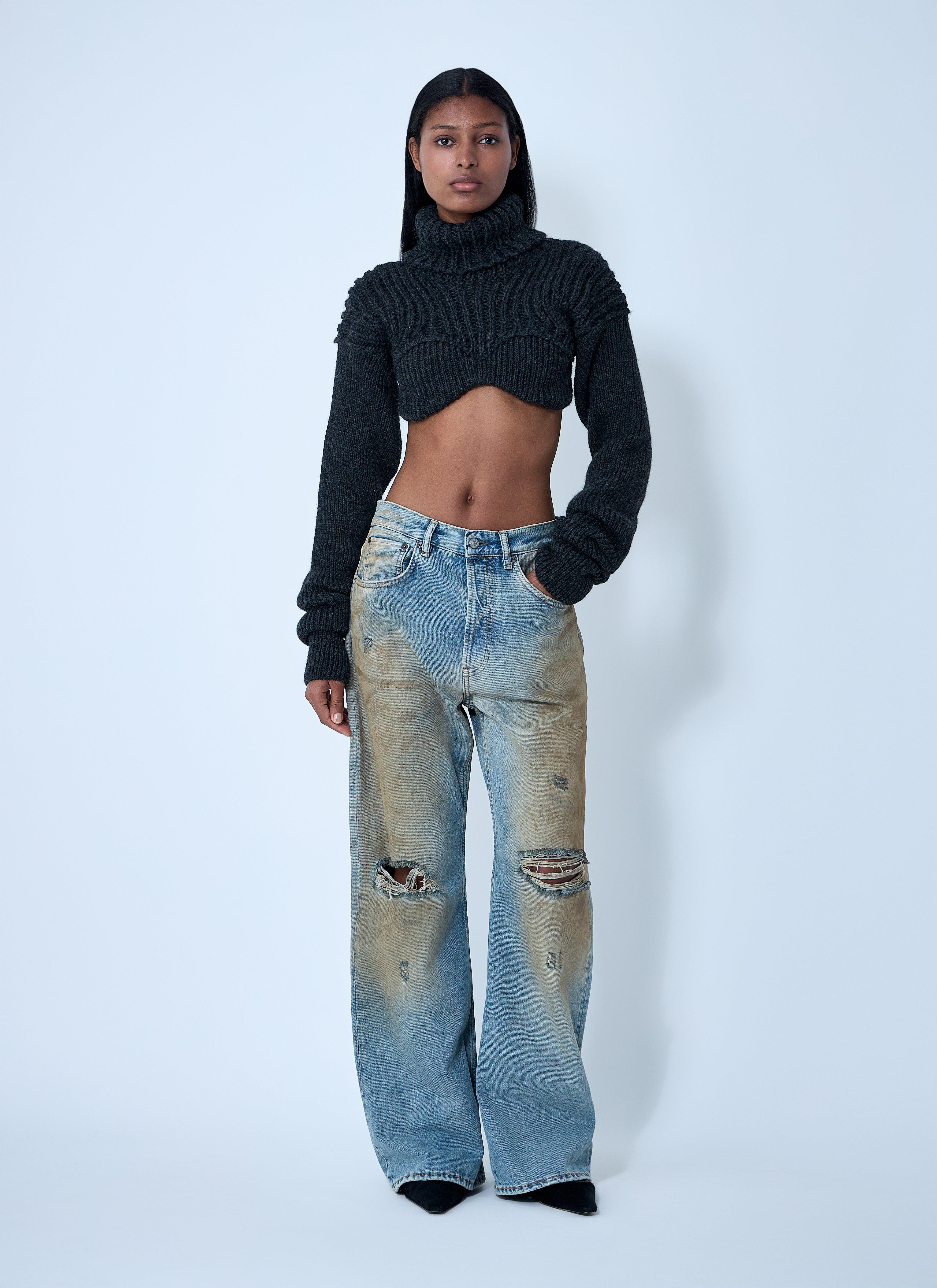 Acne Studios Women Cropped High Neck Sweater - 2