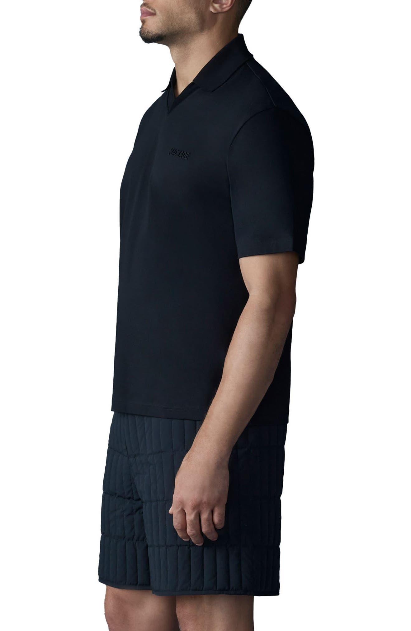 Mackage Marco Silicone Logo Organic Cotton Polo in Black at Nordstrom - 3