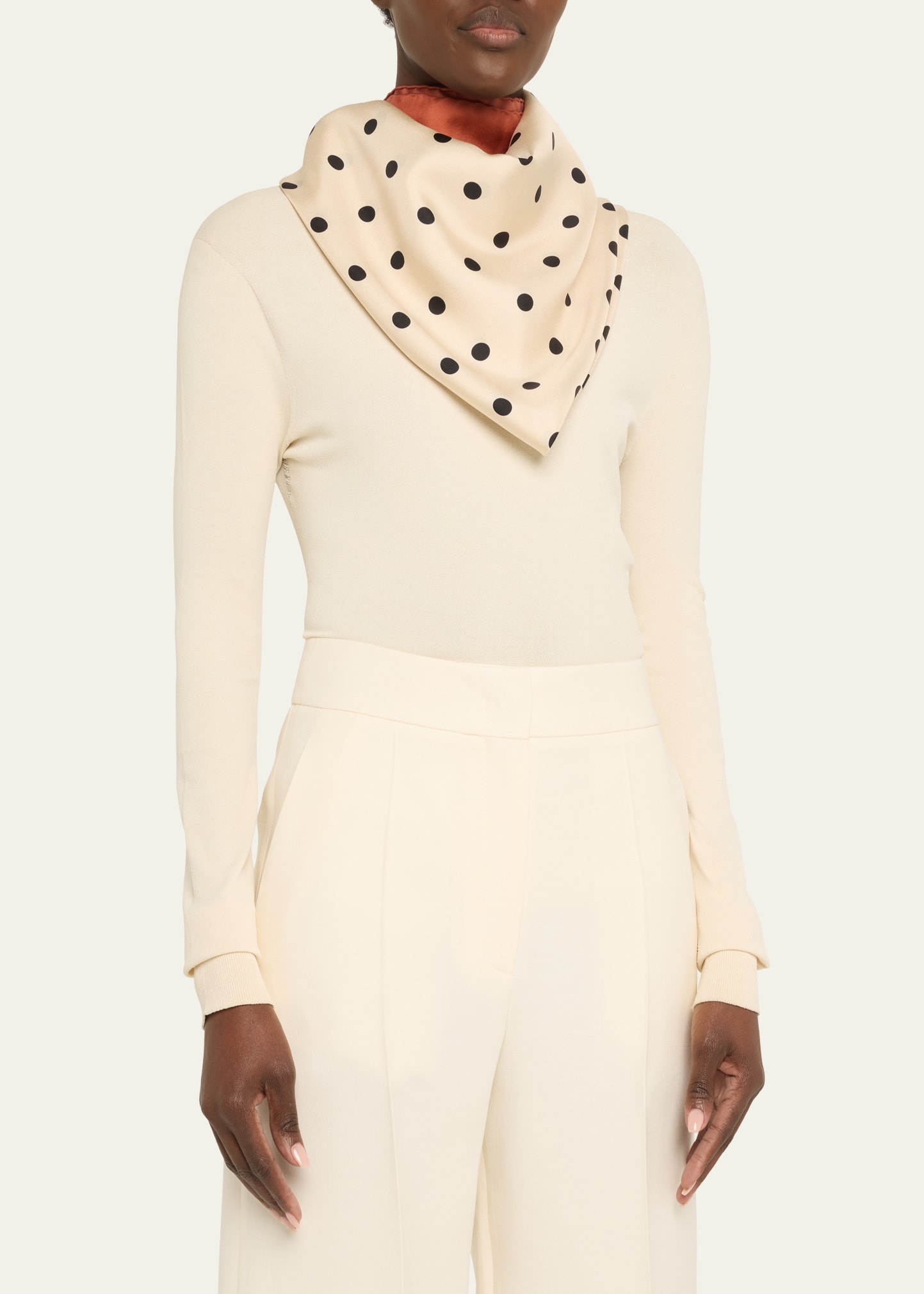 Polka Dot Silk Scarf - 3