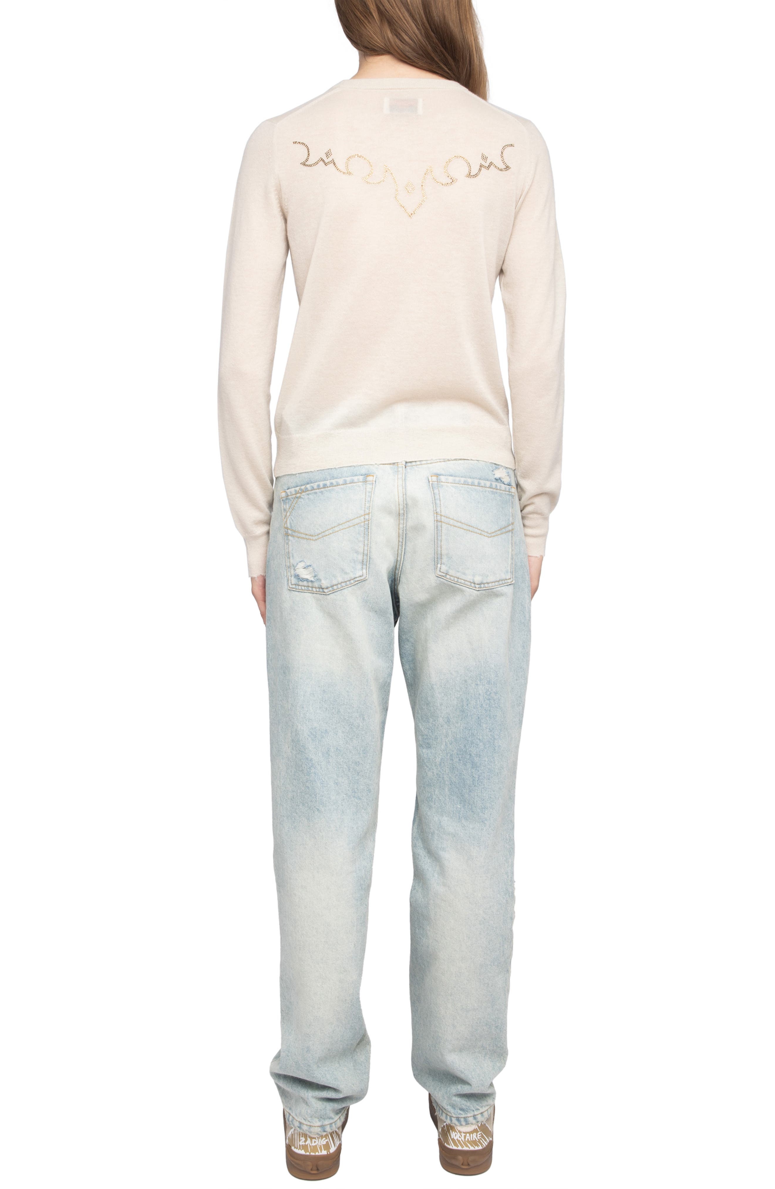 Zadig & Voltaire Missya West Strass Rhinestone Cardigan in Ecru at Nordstrom - 6