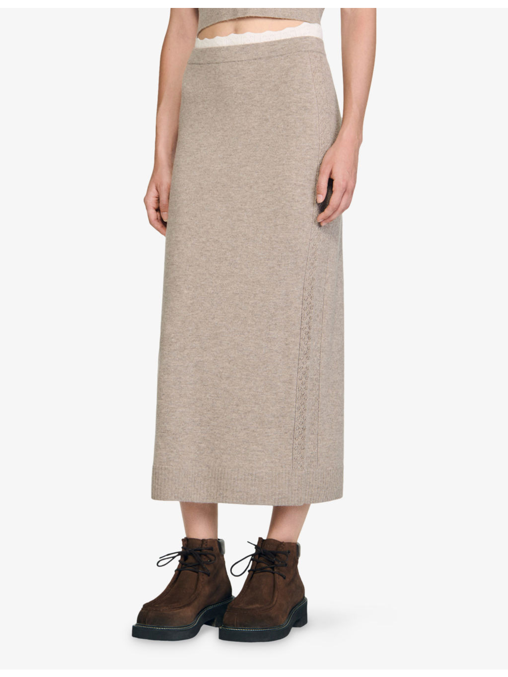 Contrast-Trim Wool and Cashmere Midi Skirt - 3