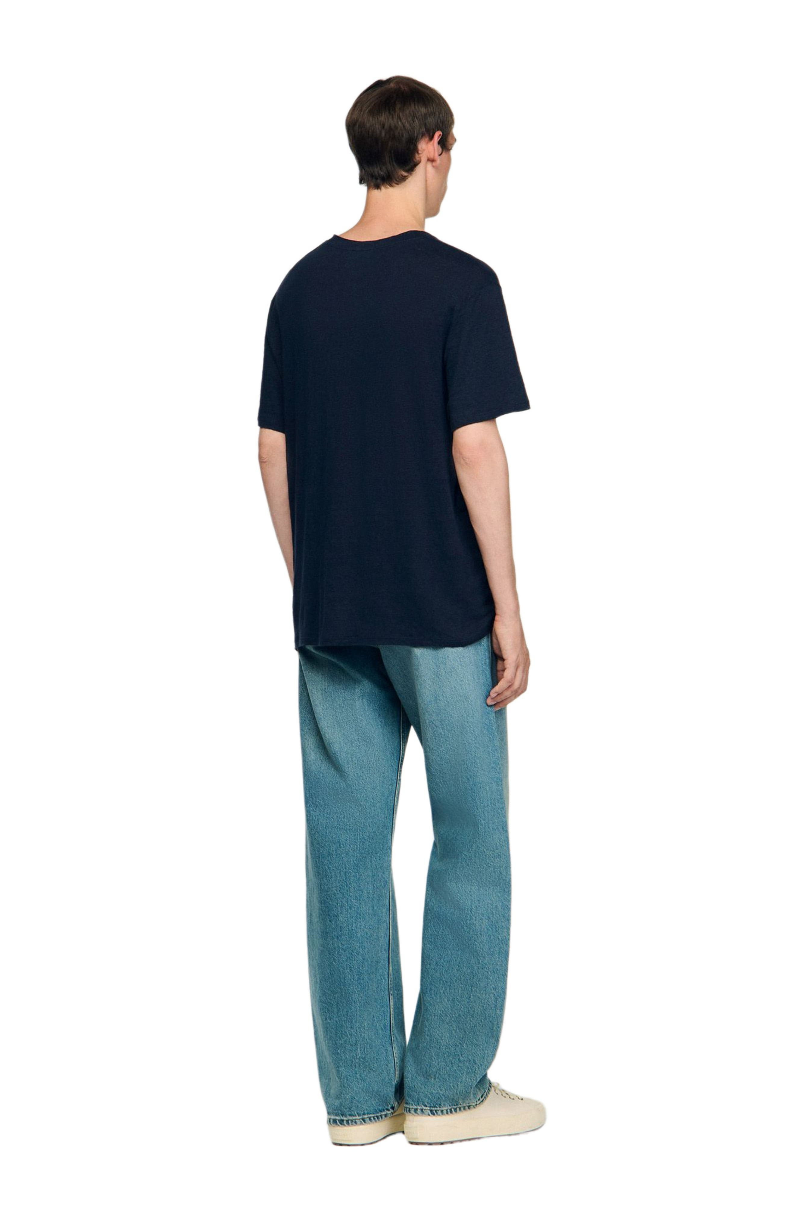 SANDRO Certified linen T-shirt in Navy Blue at Nordstrom - 2
