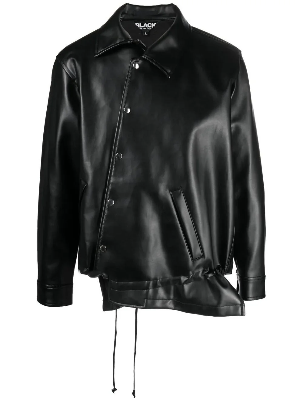 ASYMMETRIC-HEM ARTIFICIAL LEATHER JACKET - 1