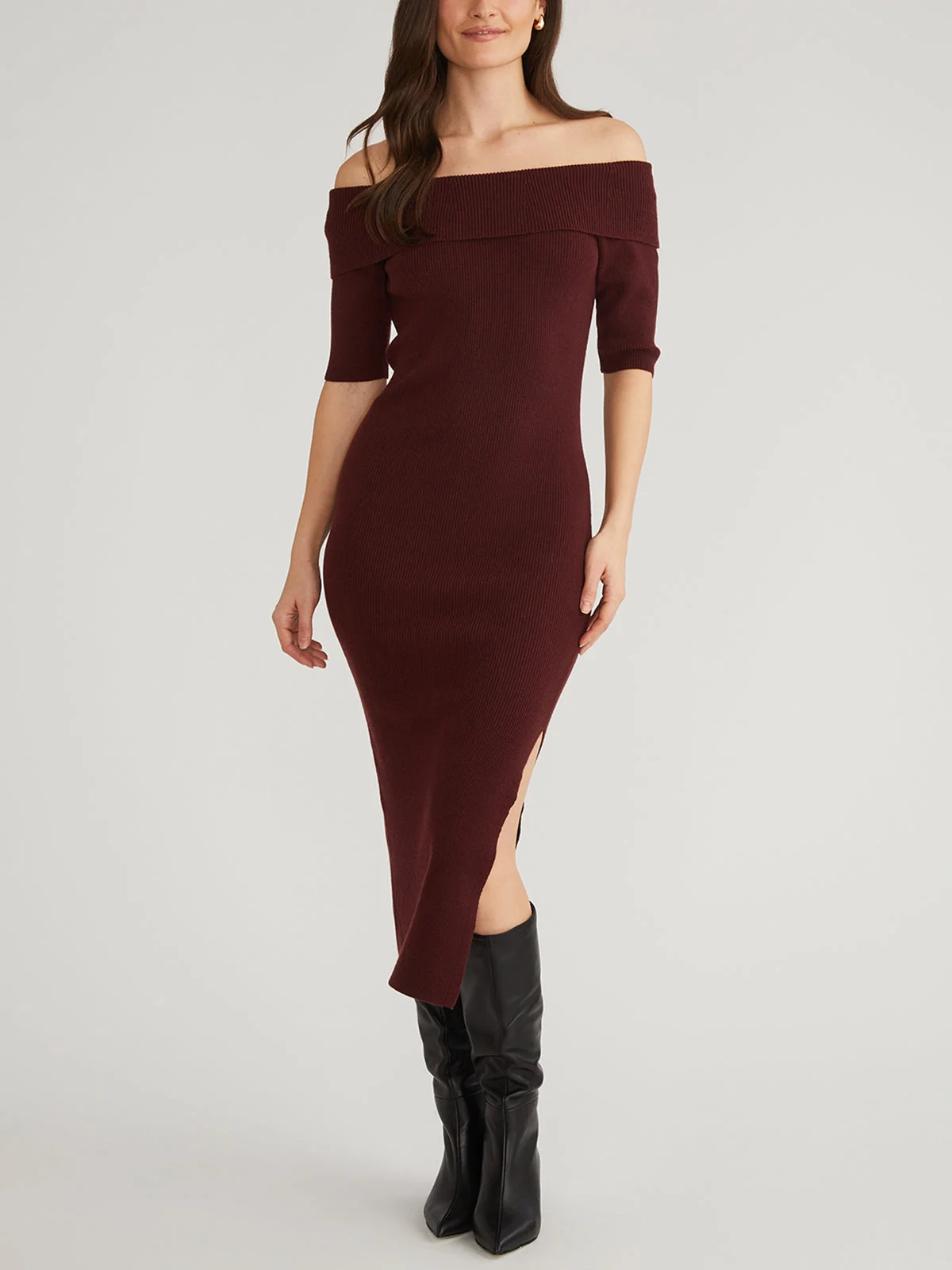 Jennifer: Off Shoulder Midi Dress - 1