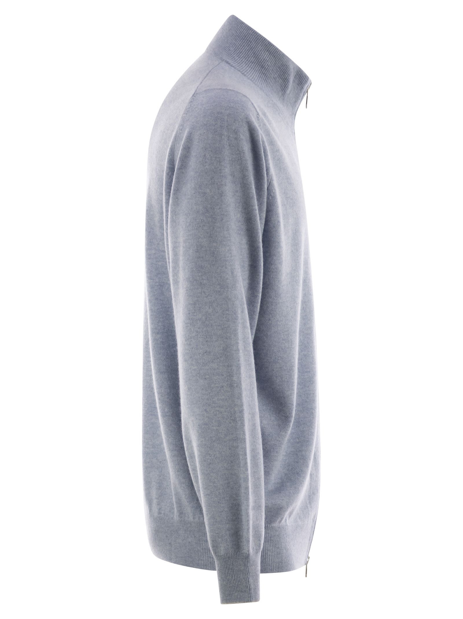 Brunello Cucinelli Men High-Necked Cashmere Cardigan With Zip - 3