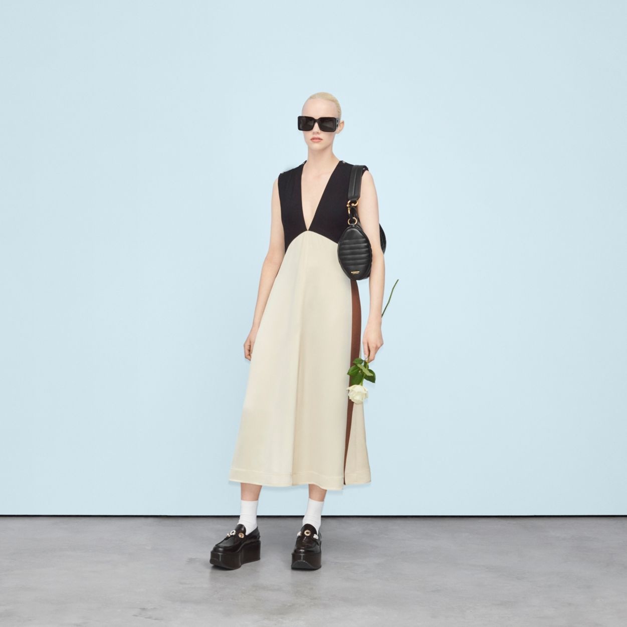 Sleeveless Colour Block Viscose Dress - 8