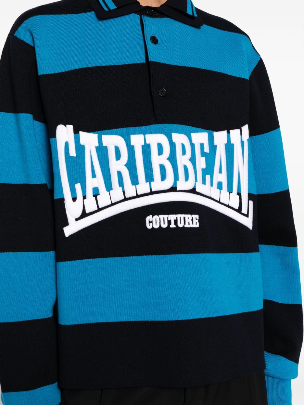 logo-intarsia striped polo shirt - 5