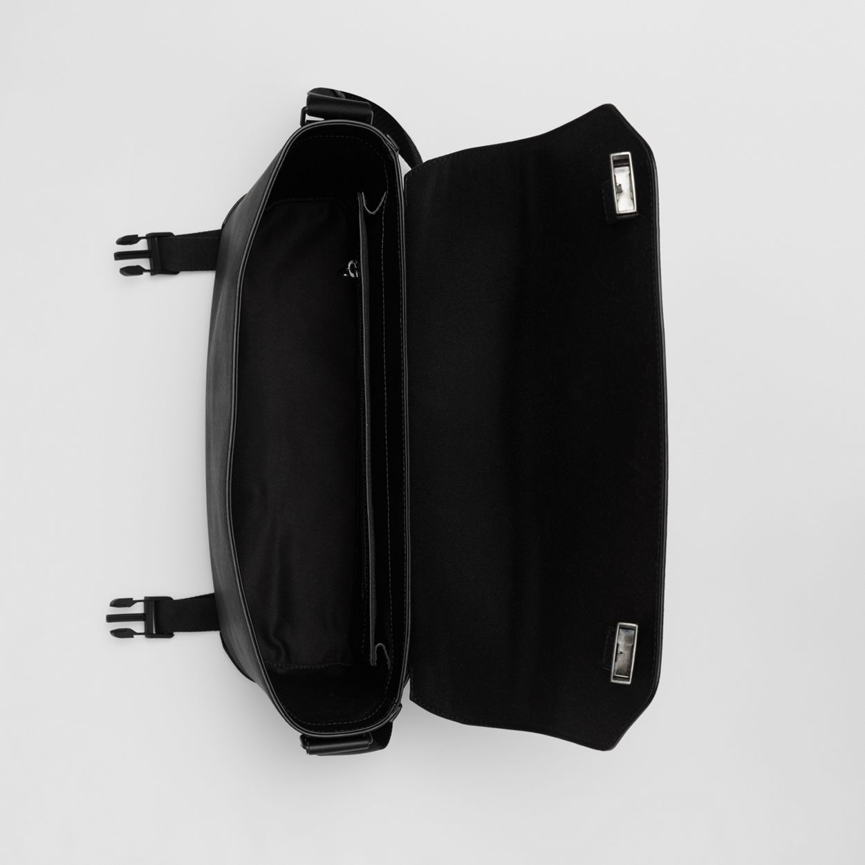 Charcoal Check and Leather Large Messenger Bag - 5