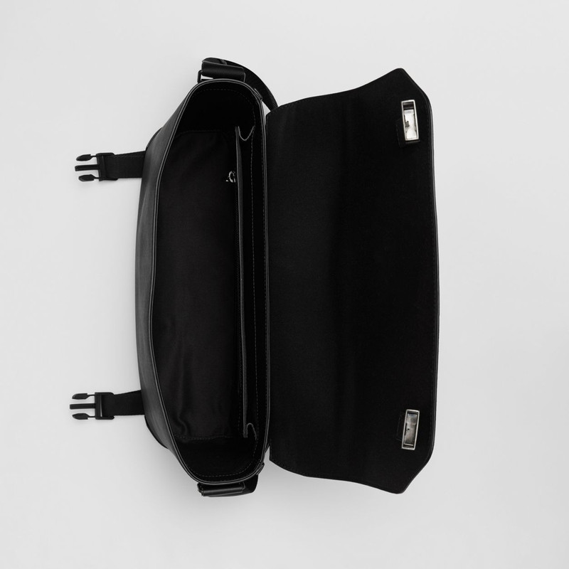 Charcoal Check and Leather Large Messenger Bag 5