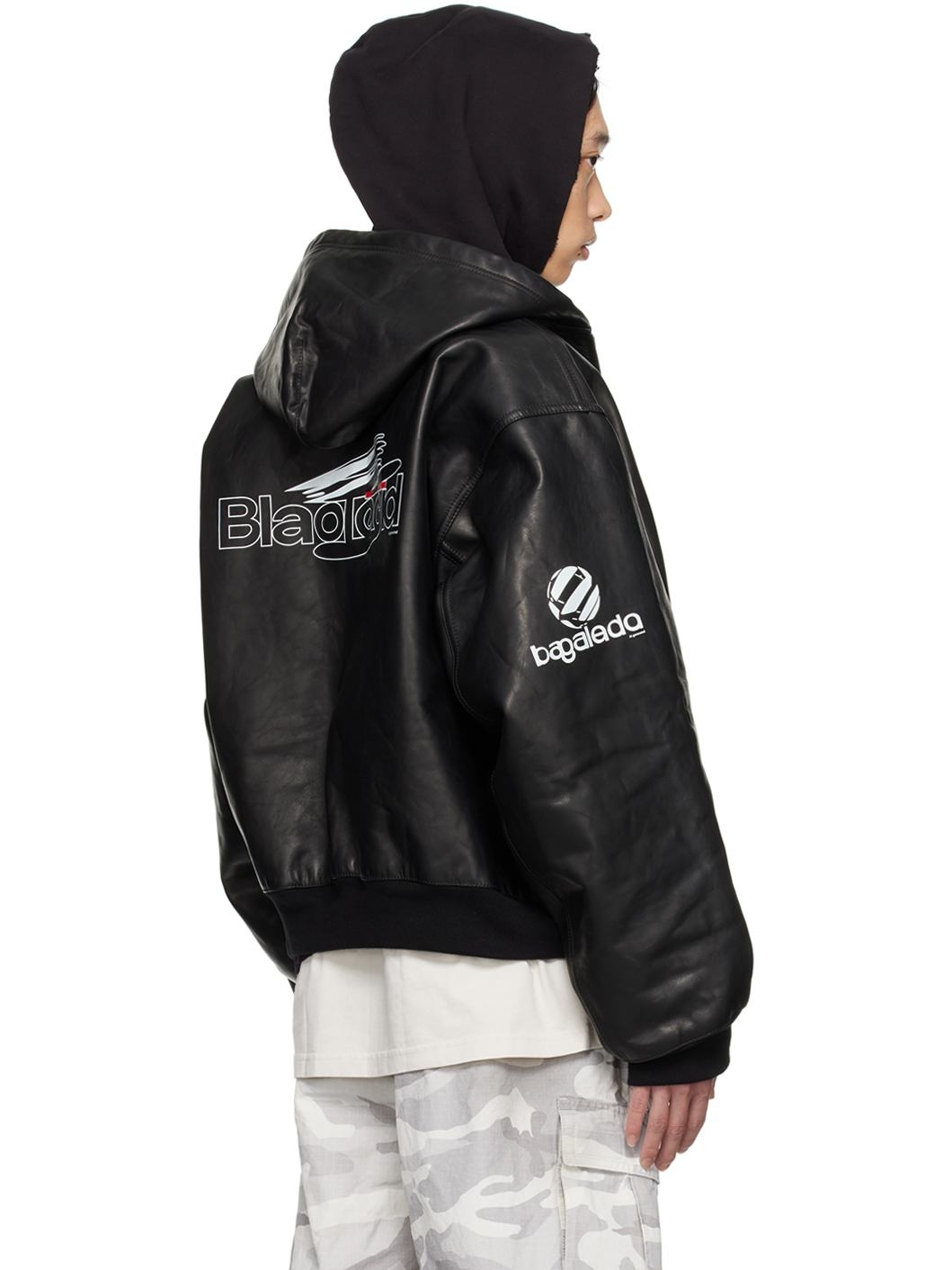 Black AI Generated Leather Jacket - 3