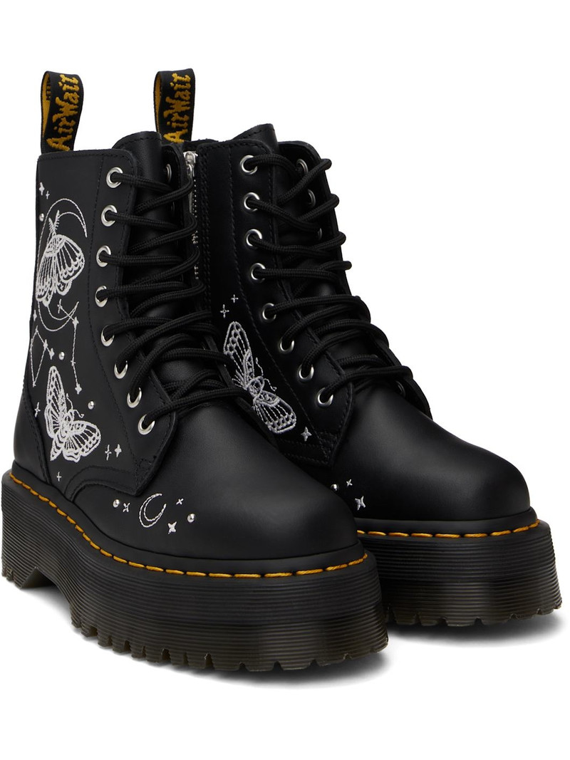 Black Jadon Celestial Moth Embroidered Platform Boots 4