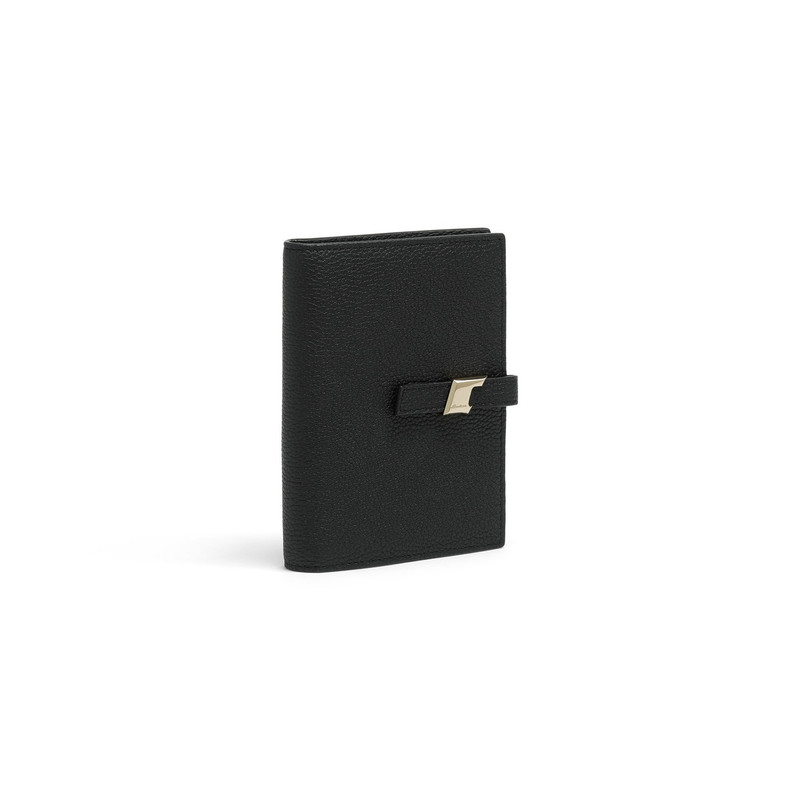 Santoni Black tumbled leather wallet with coin pocket outlook