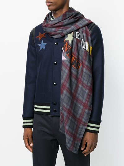 Valentino slogan plaid scarf outlook