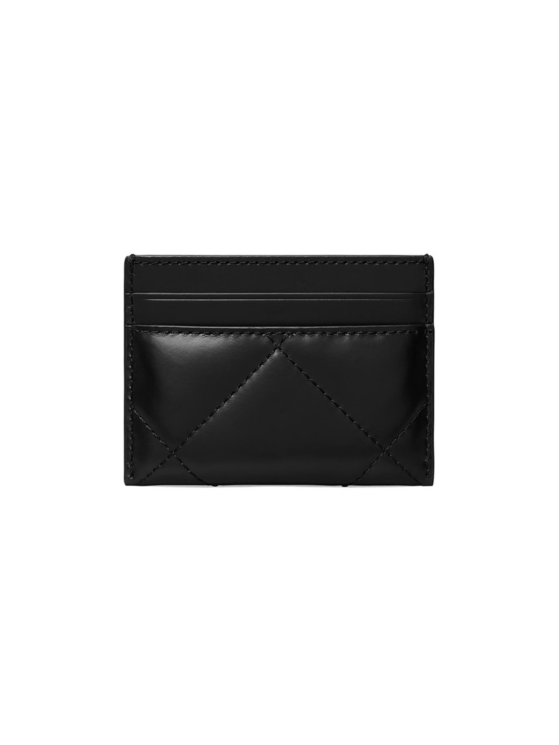 Women's Kira Chevron Quilted Leather Card Case - Black 3