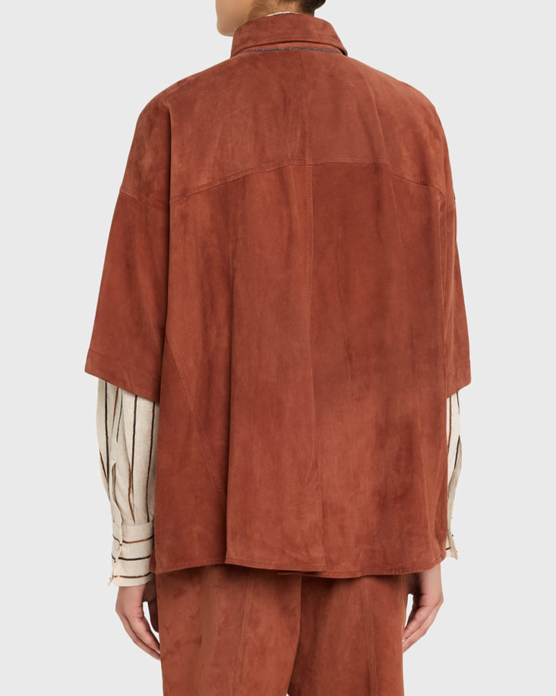 Suede Short-Sleeve Oversized Utility Shirt 3