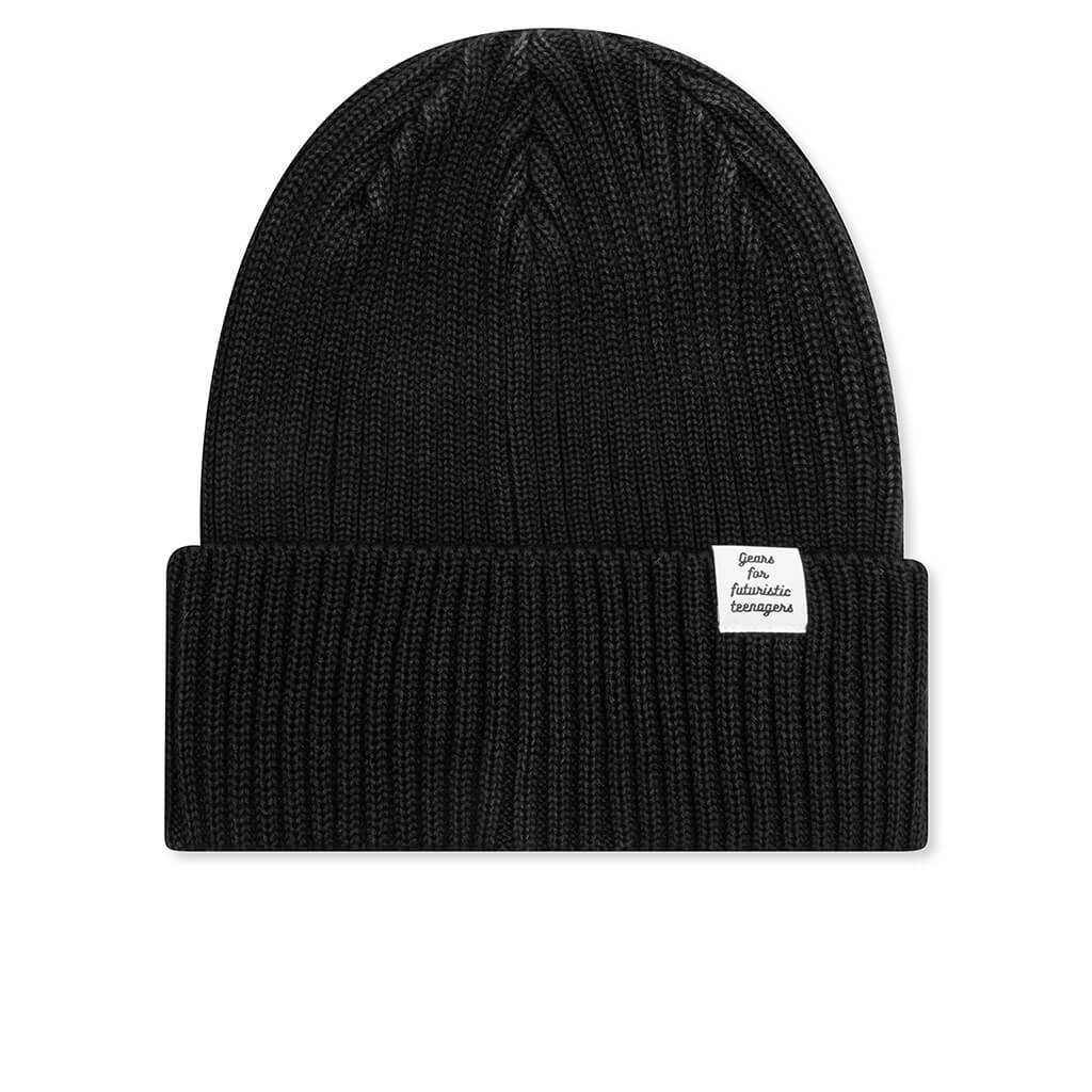 COTTON RIB BEANIE - BLACK - 1