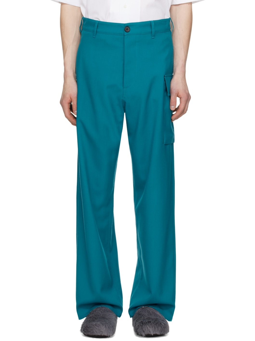 Blue Straight-Leg Cargo Pants - 1