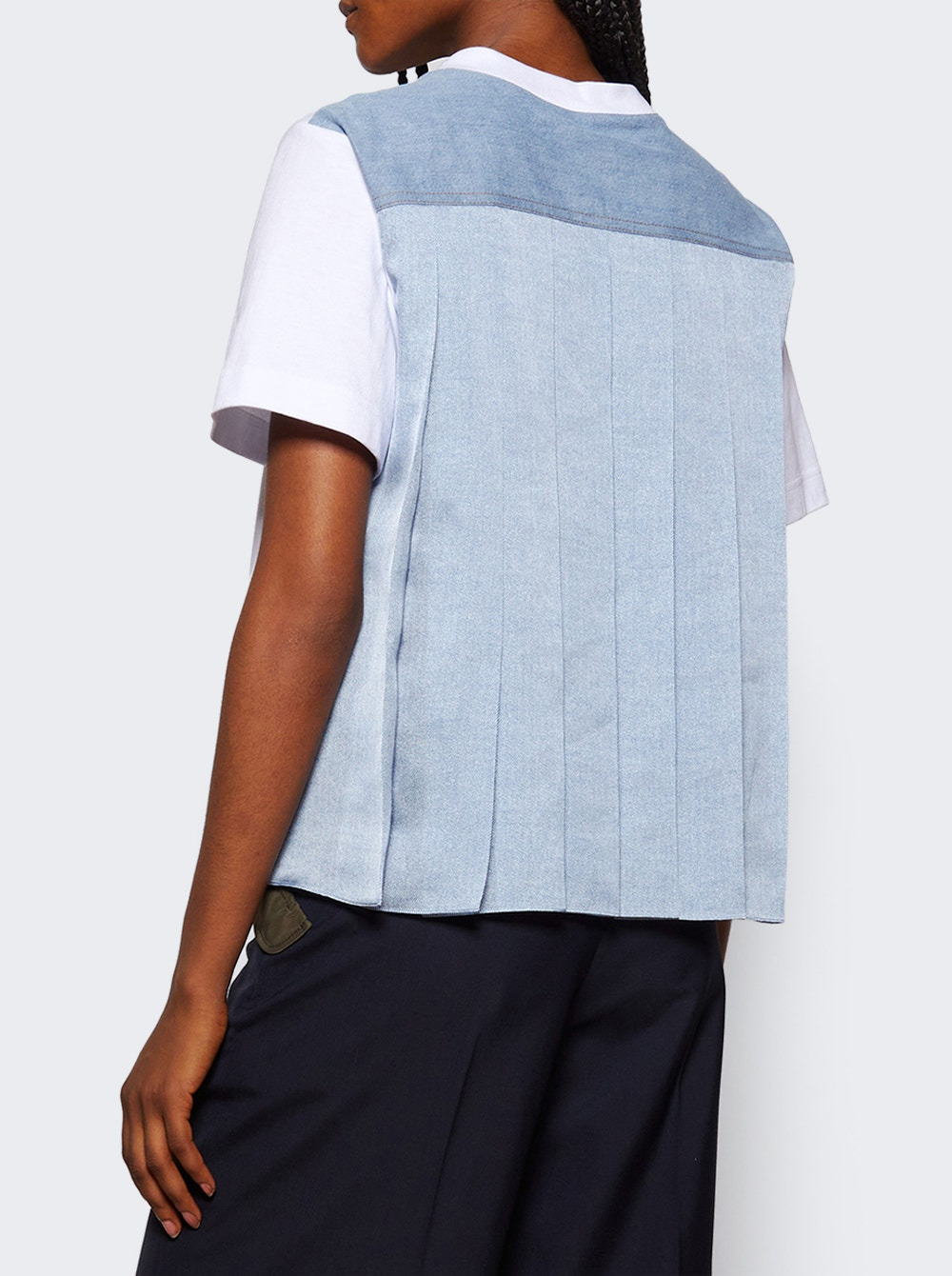 Denim X Cotton Jersey Tee Off Whit And Light Blue - 4