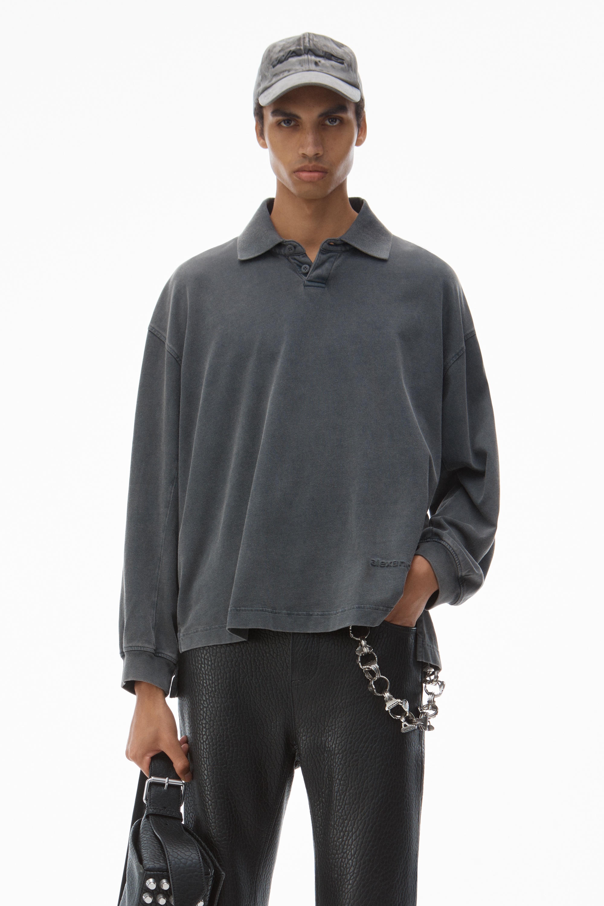 Men's Long-Sleeve Polo Tee in Cotton Jersey - 2