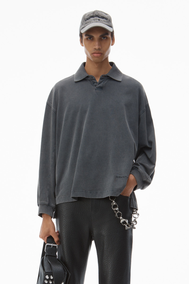 Men's Long-Sleeve Polo Tee in Cotton Jersey 2