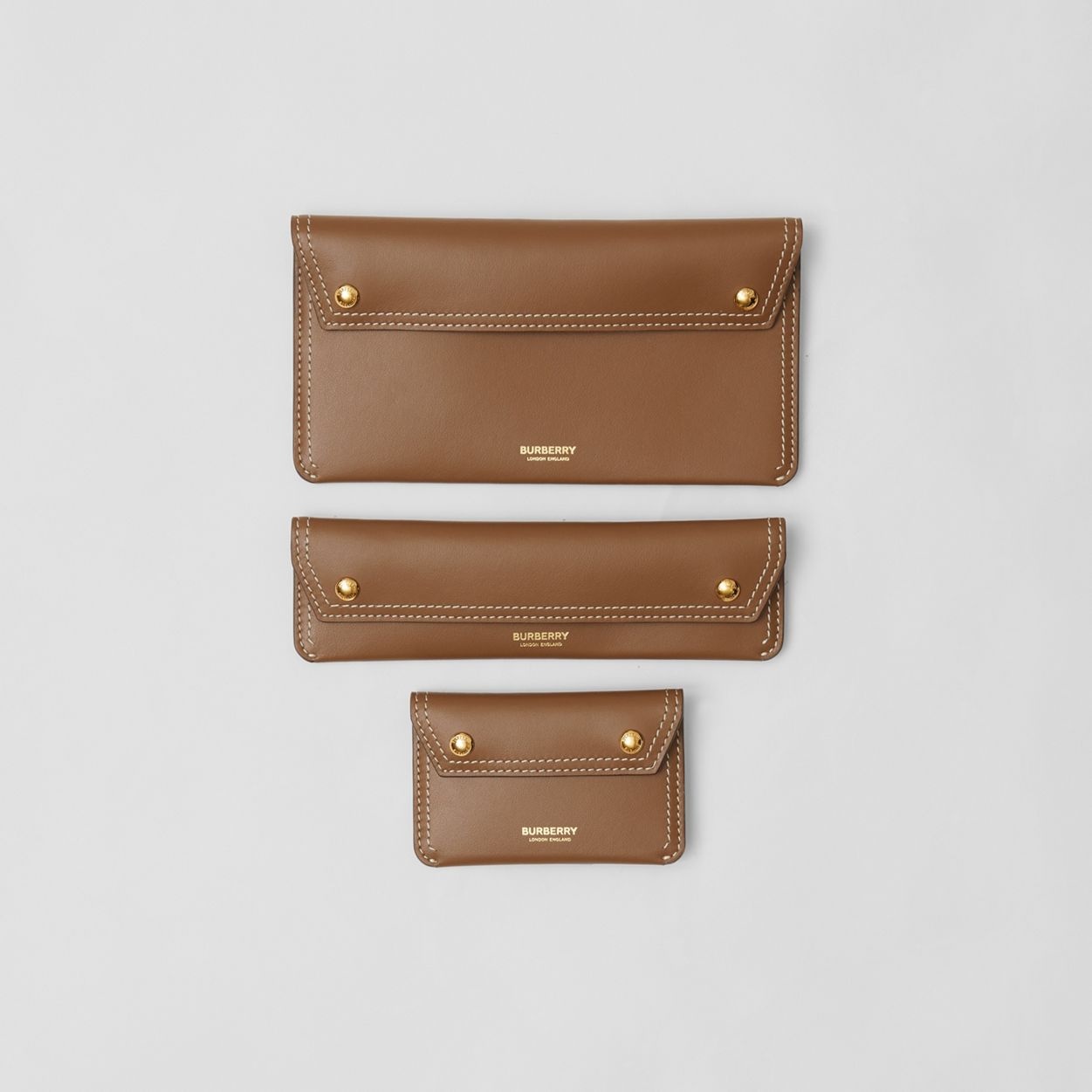 Logo Graphic Leather Three-piece Pouch Set - 4