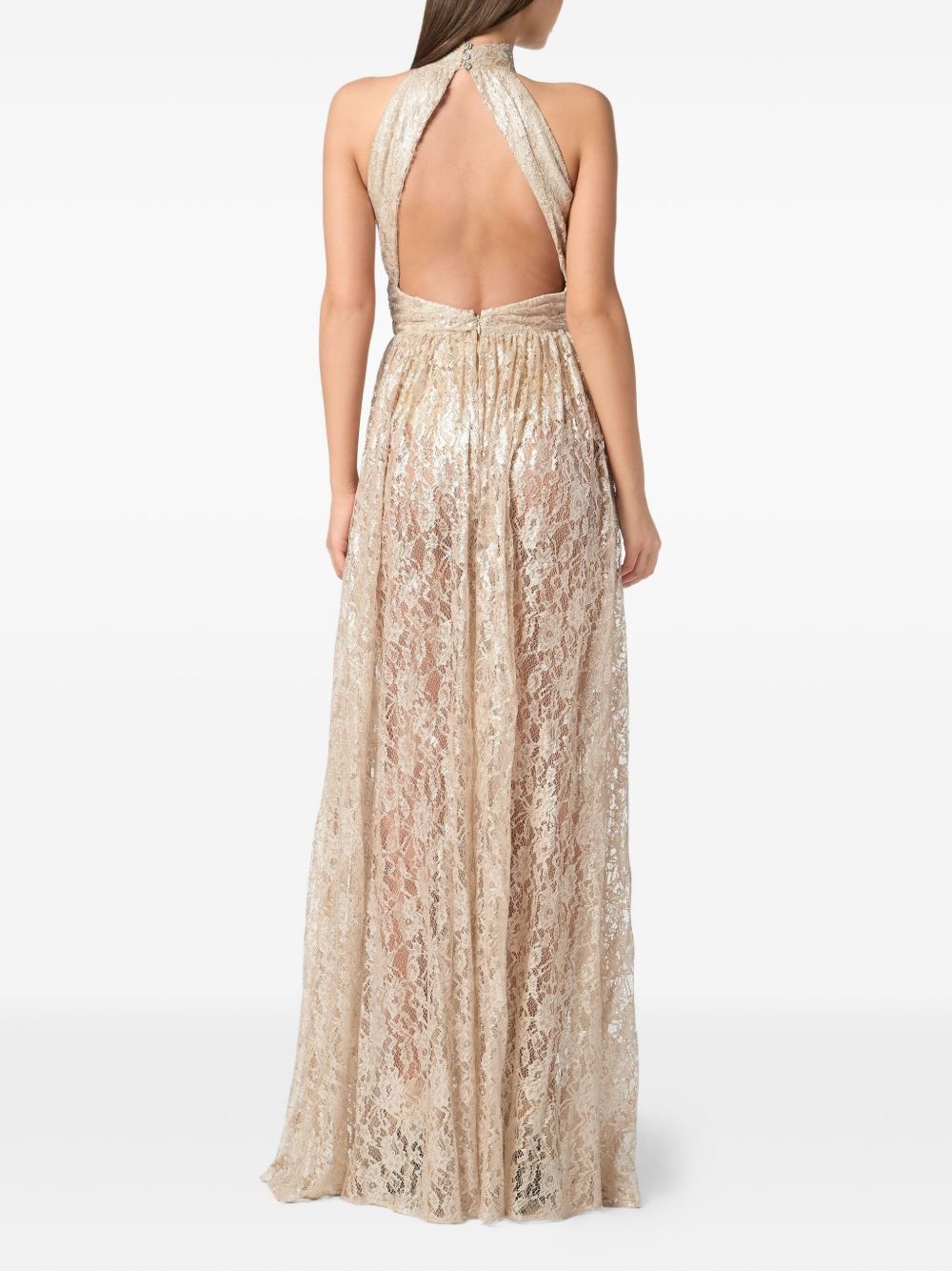 lace piercing maxi dress - 4
