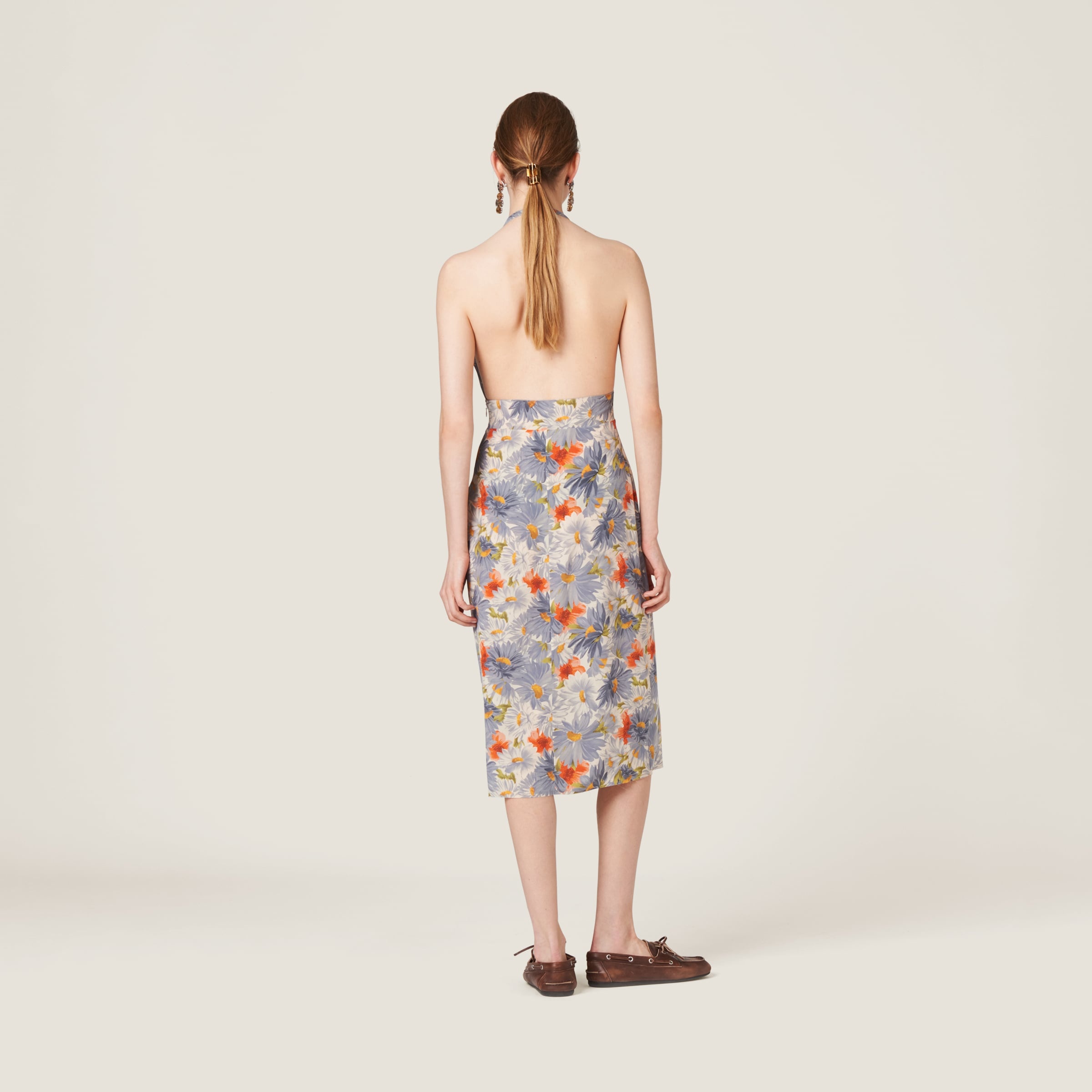 Floral print pleated marocain dress - 3