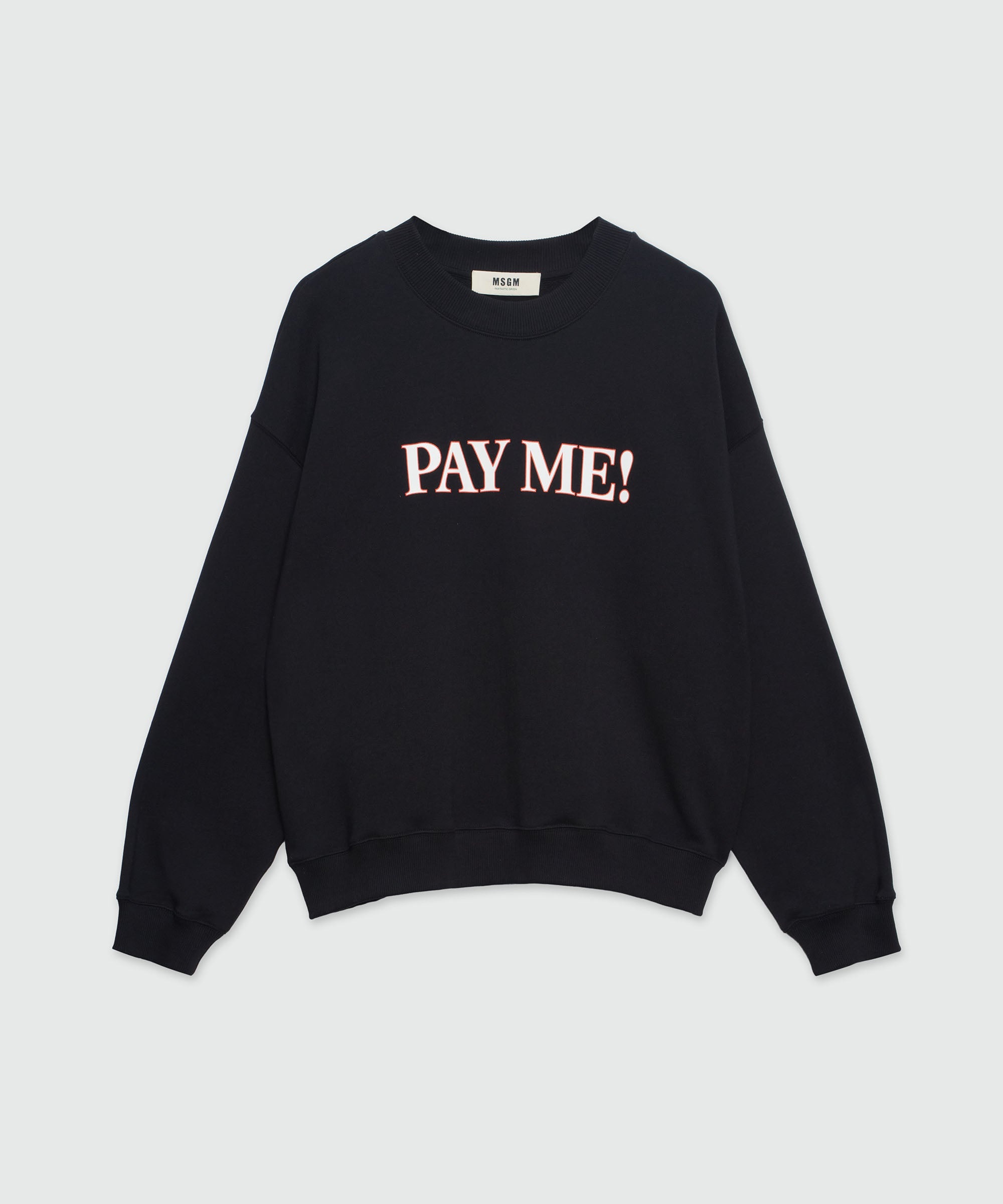 Black organic cotton sweatshirt with "PAY ME!" quotes - 1