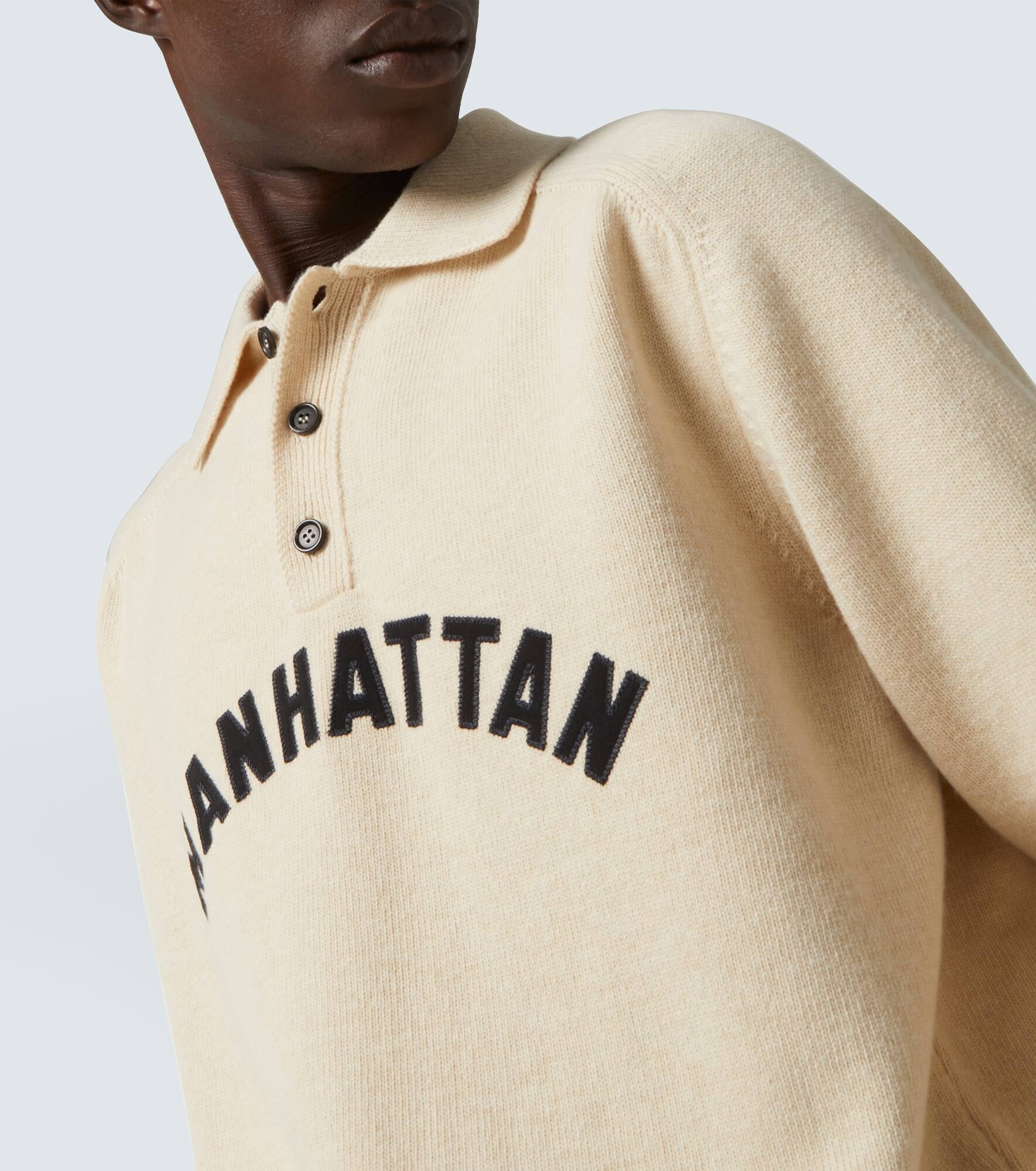 Manhattan appliqué wool polo sweater - 5