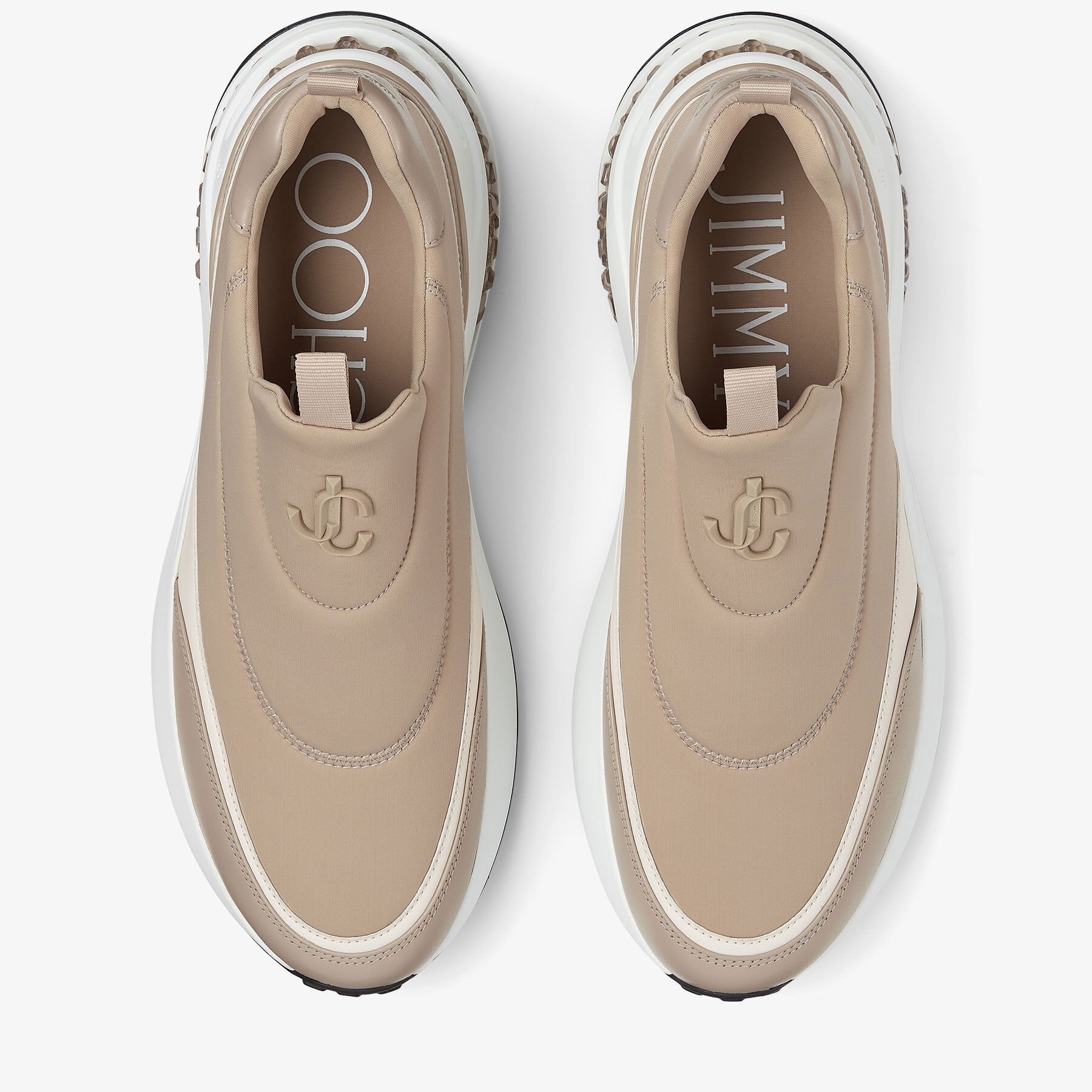Memphis/m
Stone Neoprene and Leather Low Top Trainers - 7