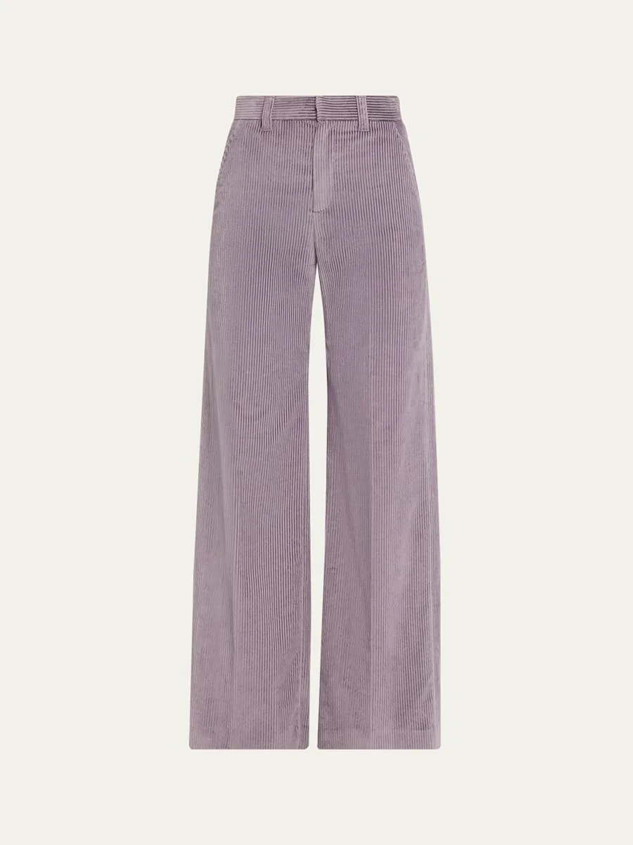 Cotton Corduroy Sartorial Trousers with Monili Trim - 1