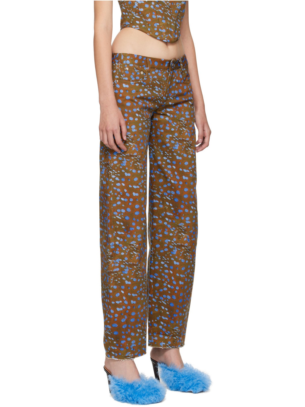 Brown Printed Jeans - 2