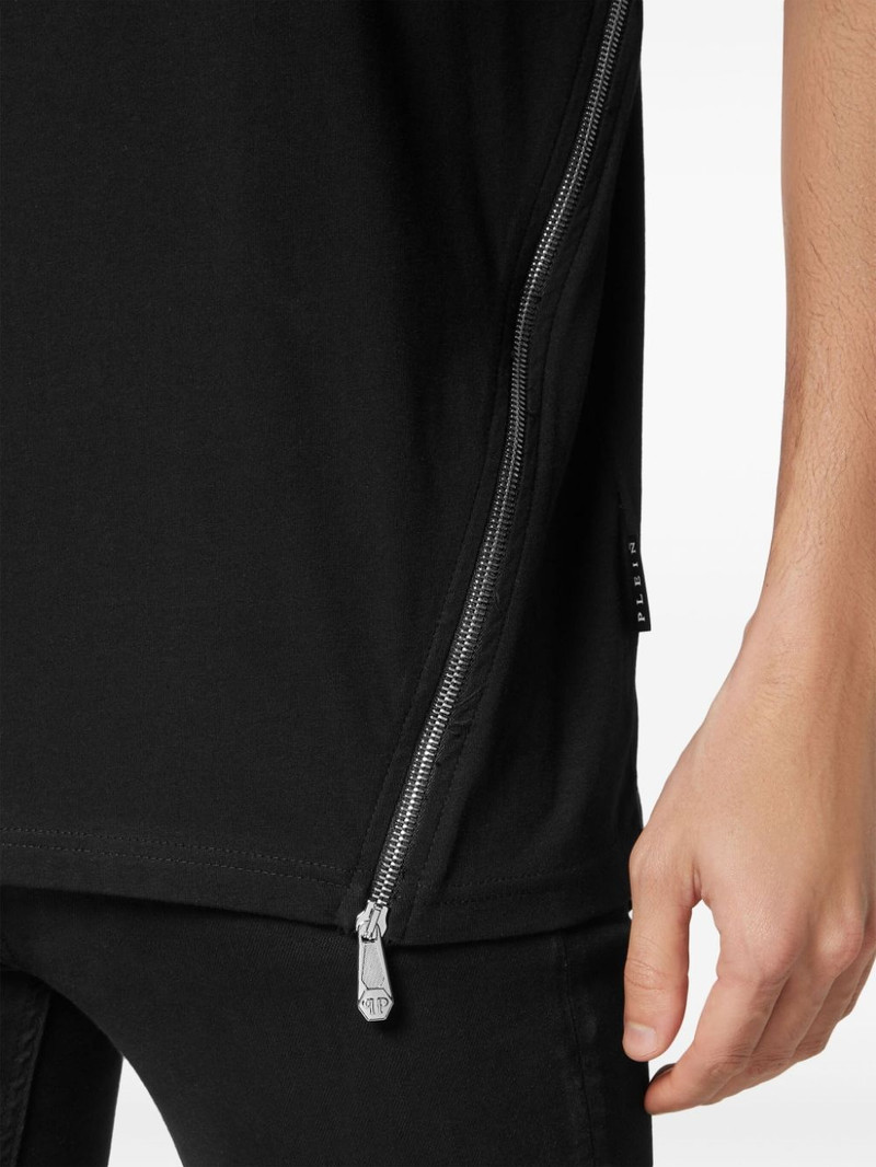 zip-detail 면 T 셔츠 5