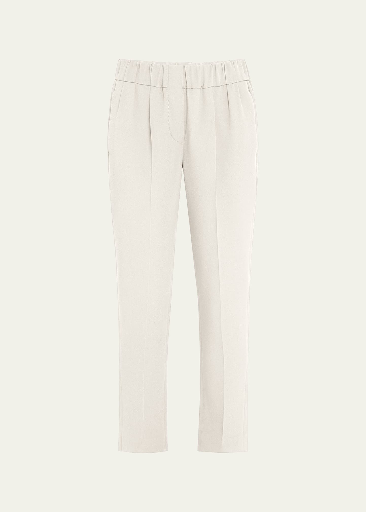 Silk Crepe Cady Straight-leg Ankle Pull-On Pants - 1