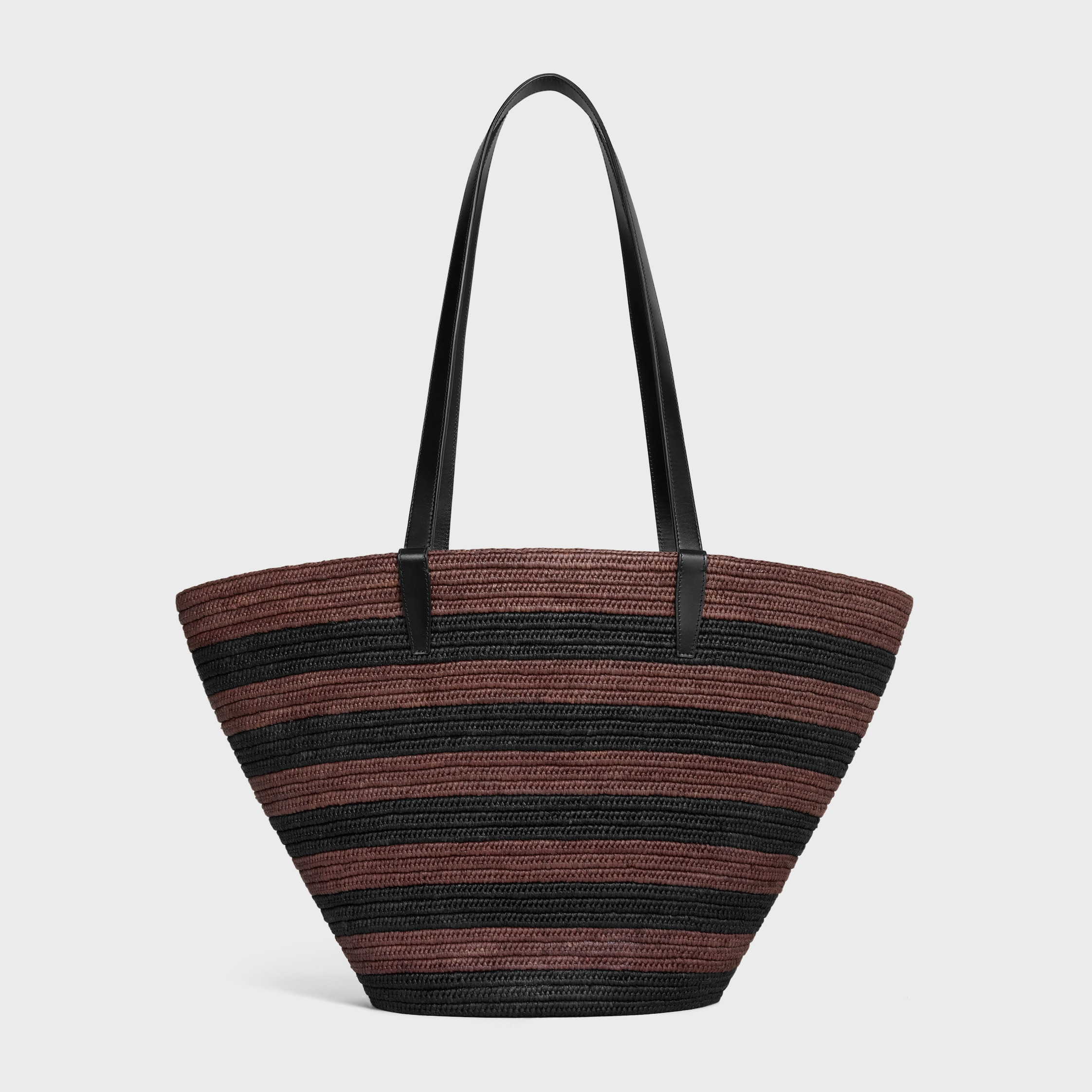 COUFFIN CELINE CLASSIC PANIER IN STRIPED RAFFIA AND CALFSKIN - 3