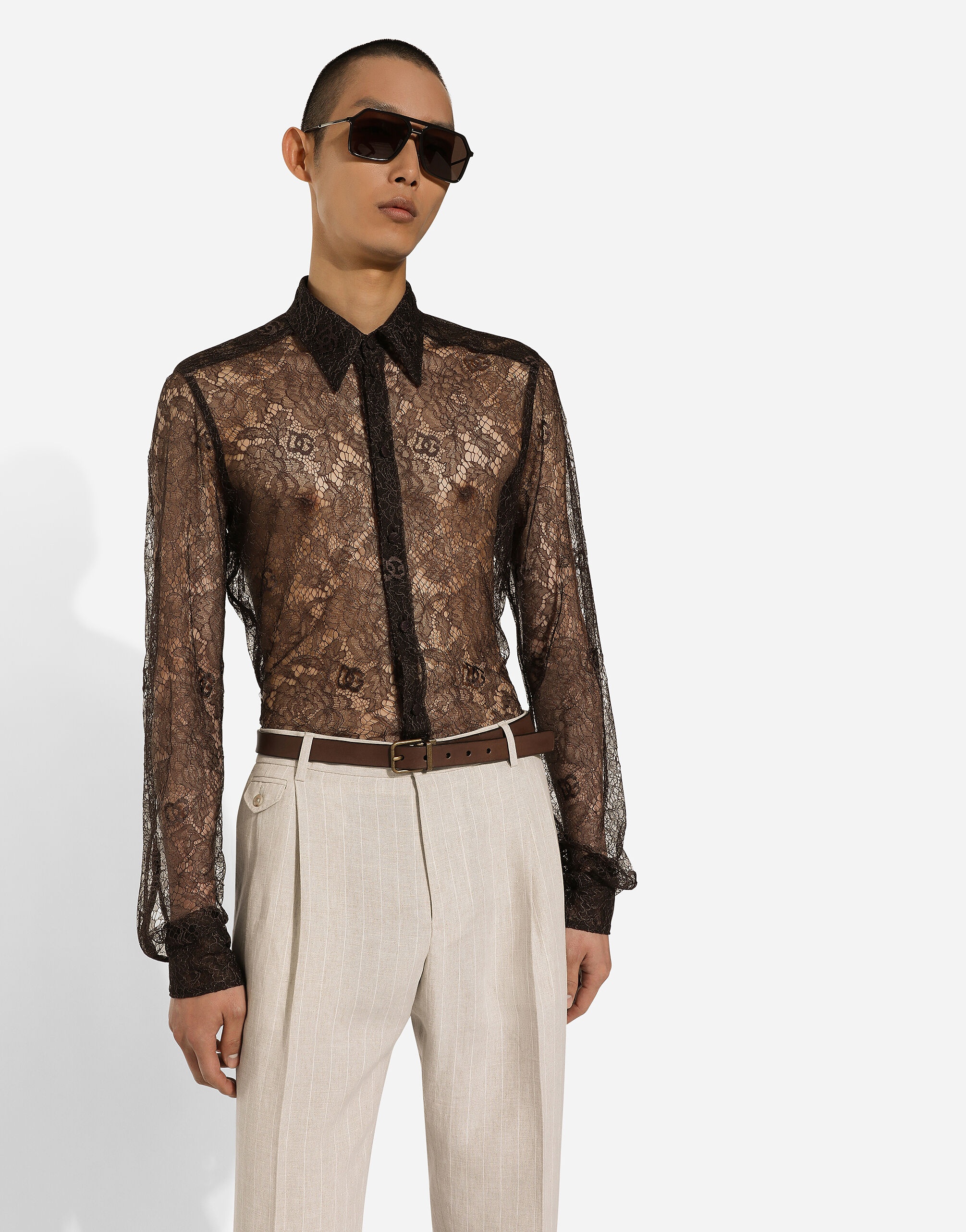 Chantilly lace Martini-fit shirt - 4
