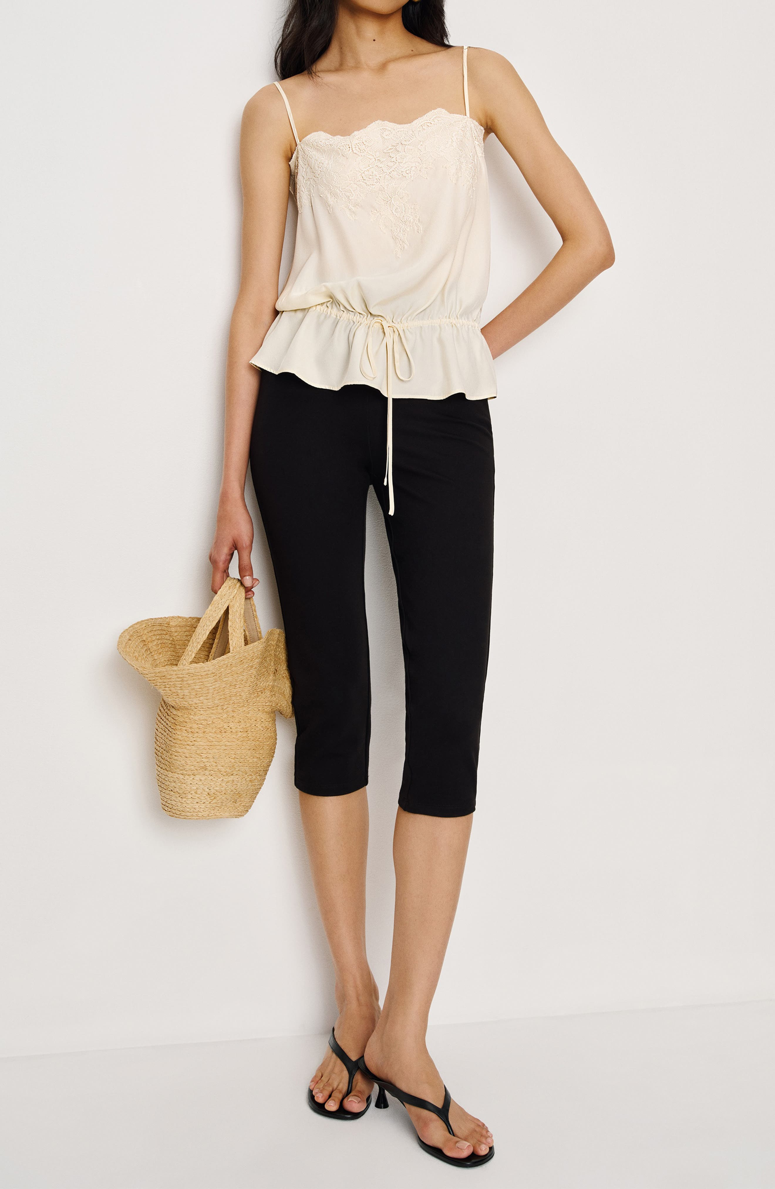Reformation Silvia Tie Waist Silk Camisole in Fior Di Latte at Nordstrom - 4
