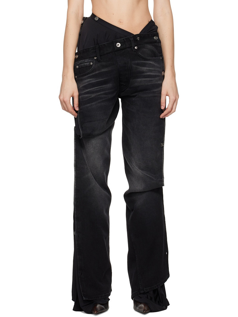 Black Collapsed Waist Jeans 1