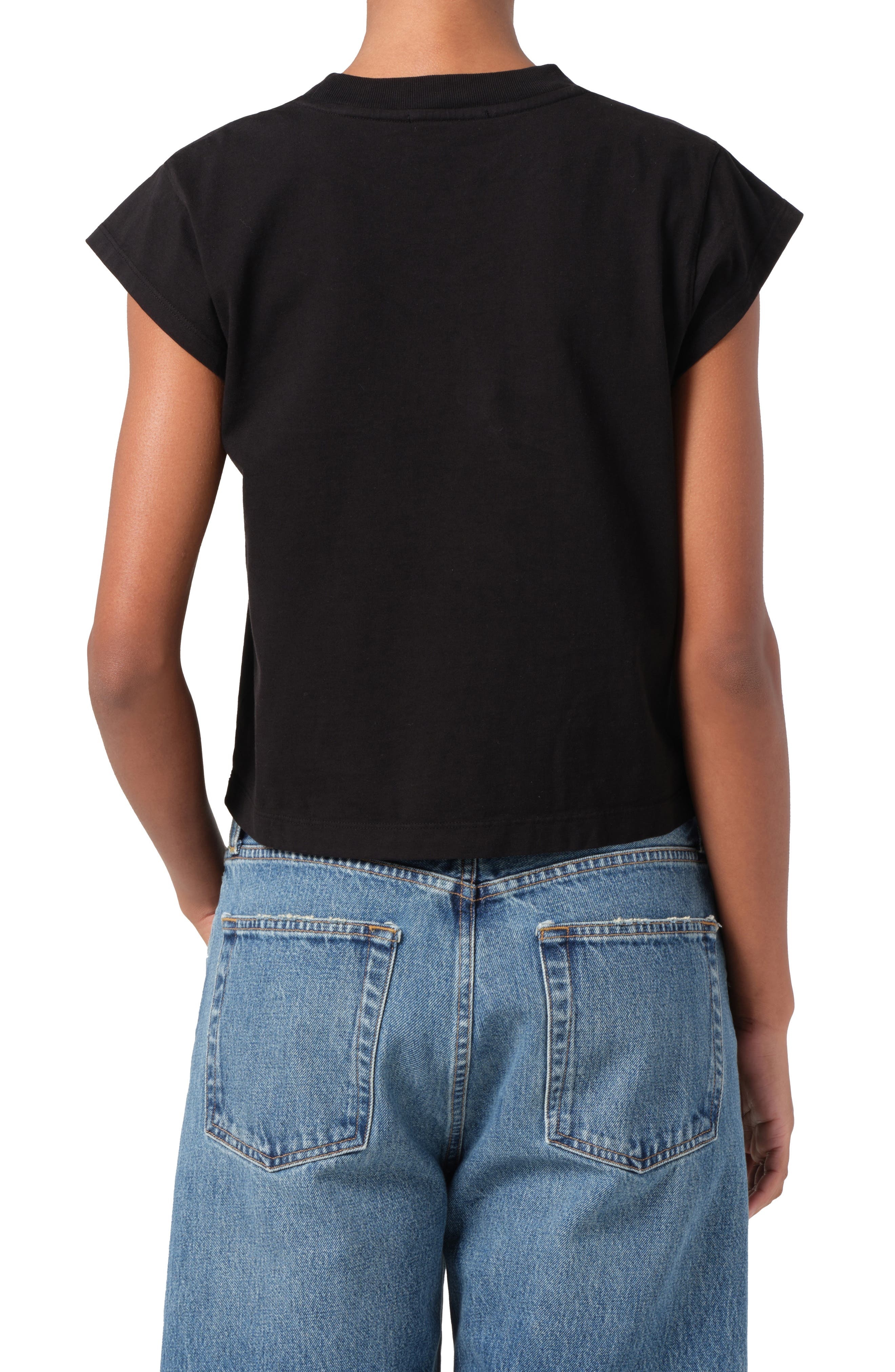 AGOLDE Bryce Cap Sleeve T-Shirt in Black at Nordstrom - 2