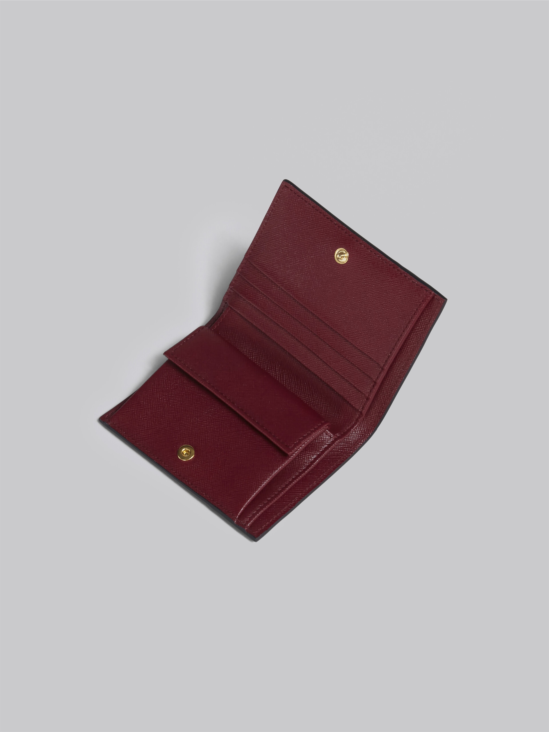 BLUE GREY AND RED SAFFIANO LEATHER BI-FOLD WALLET - 4