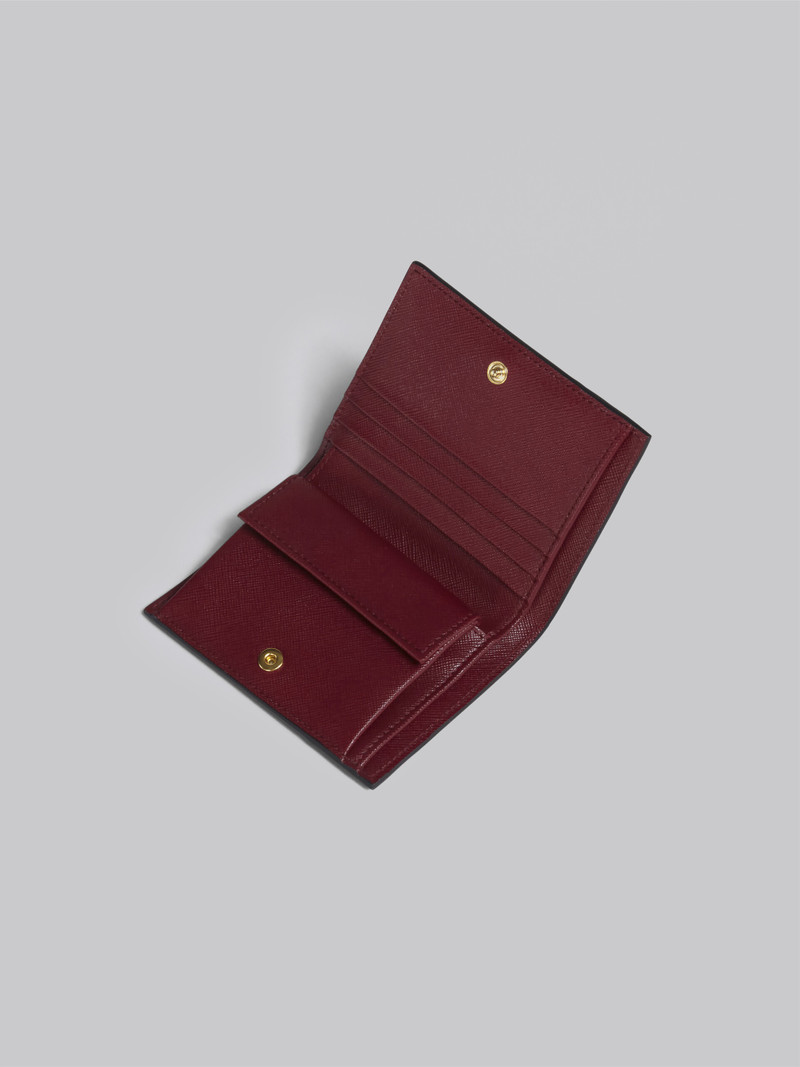 Marni BLUE GREY AND RED SAFFIANO LEATHER BI-FOLD WALLET outlook