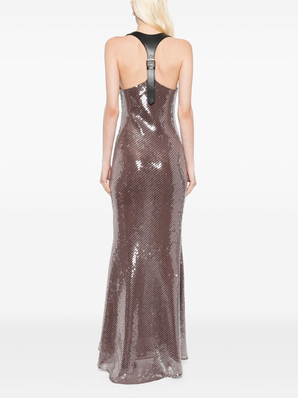 leather-harness sequinned dress - 4
