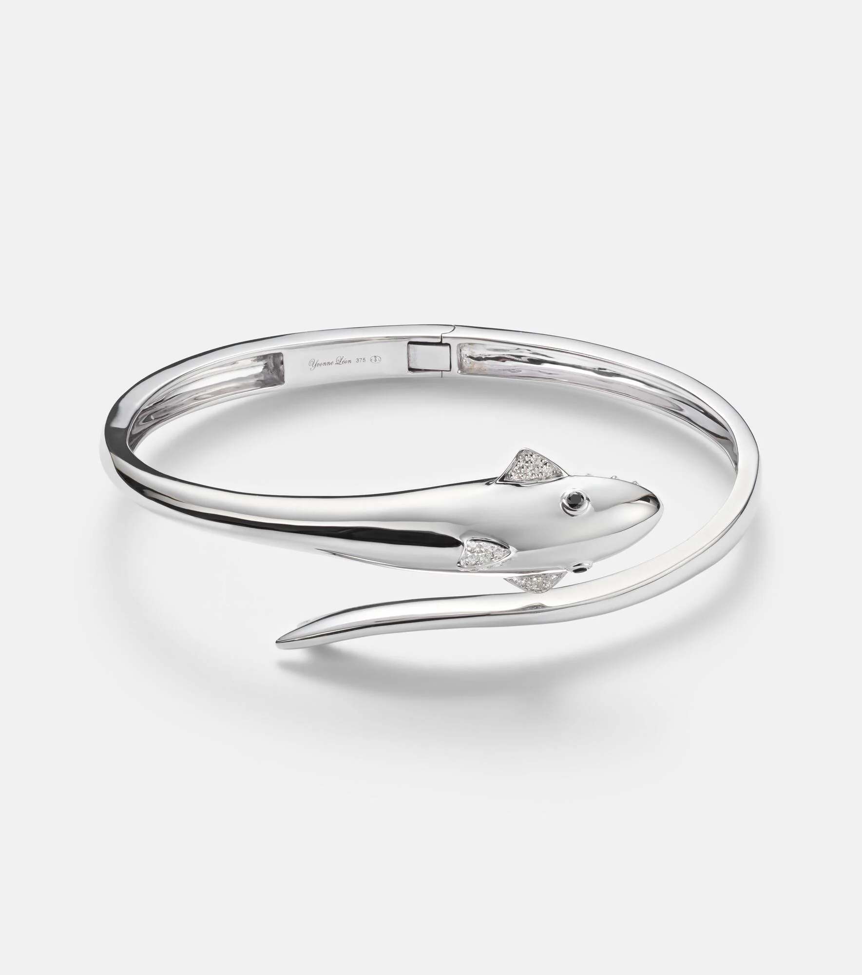 Requin 9kt white gold bangle with diamonds - 1
