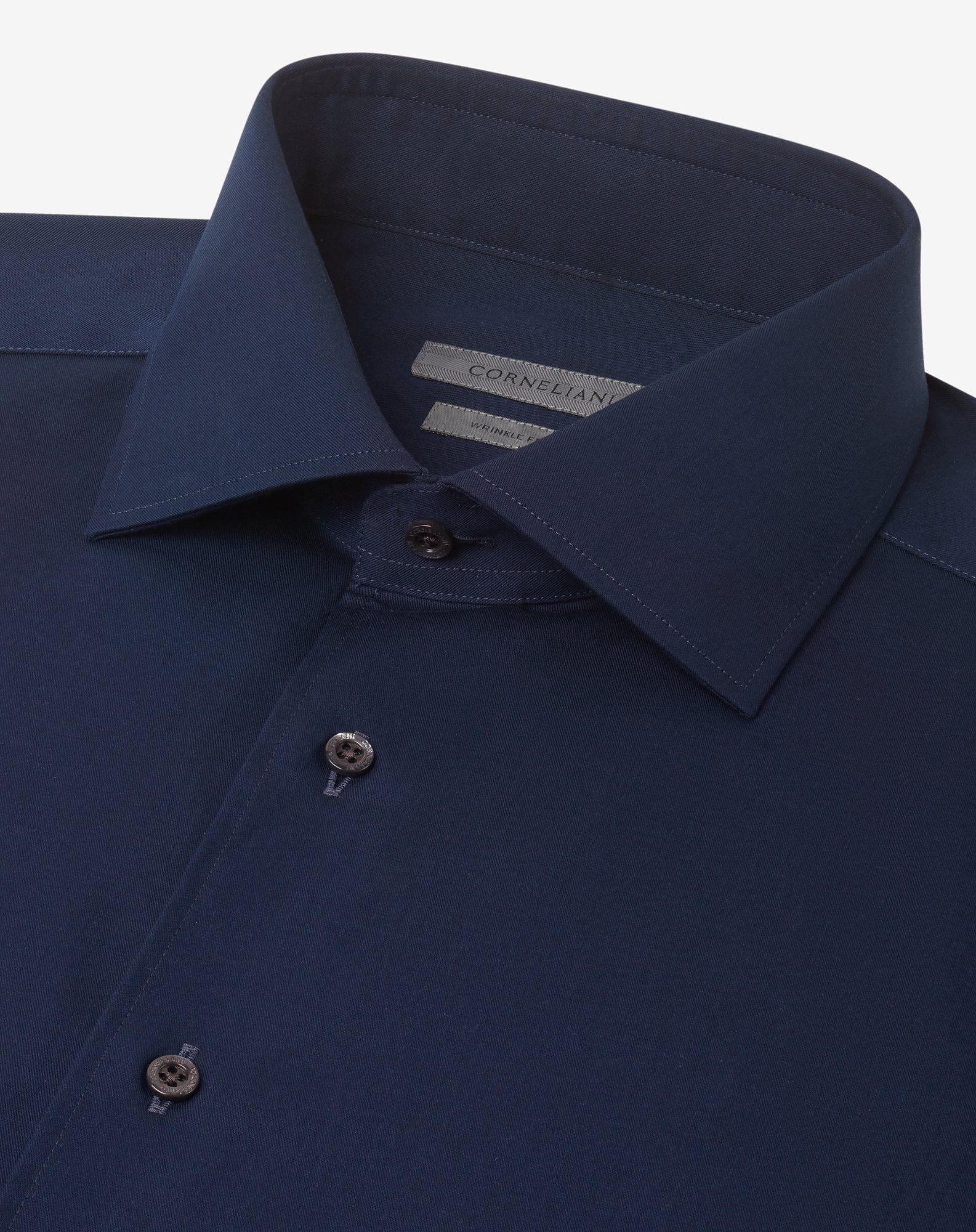 Blue wrinkle-free cotton shirt - 4