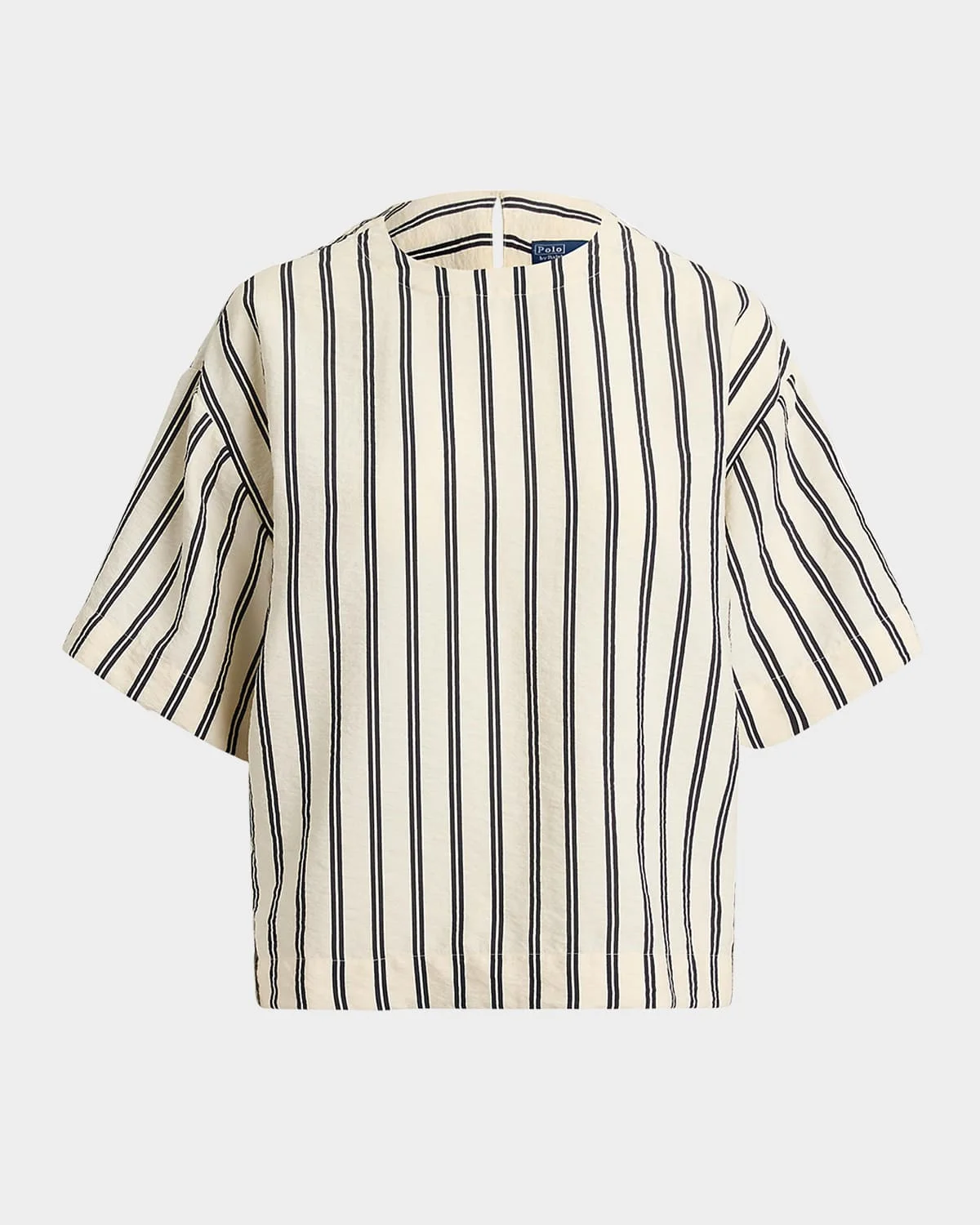 Striped Silk-Blend Short-Sleeve Shirt - 1