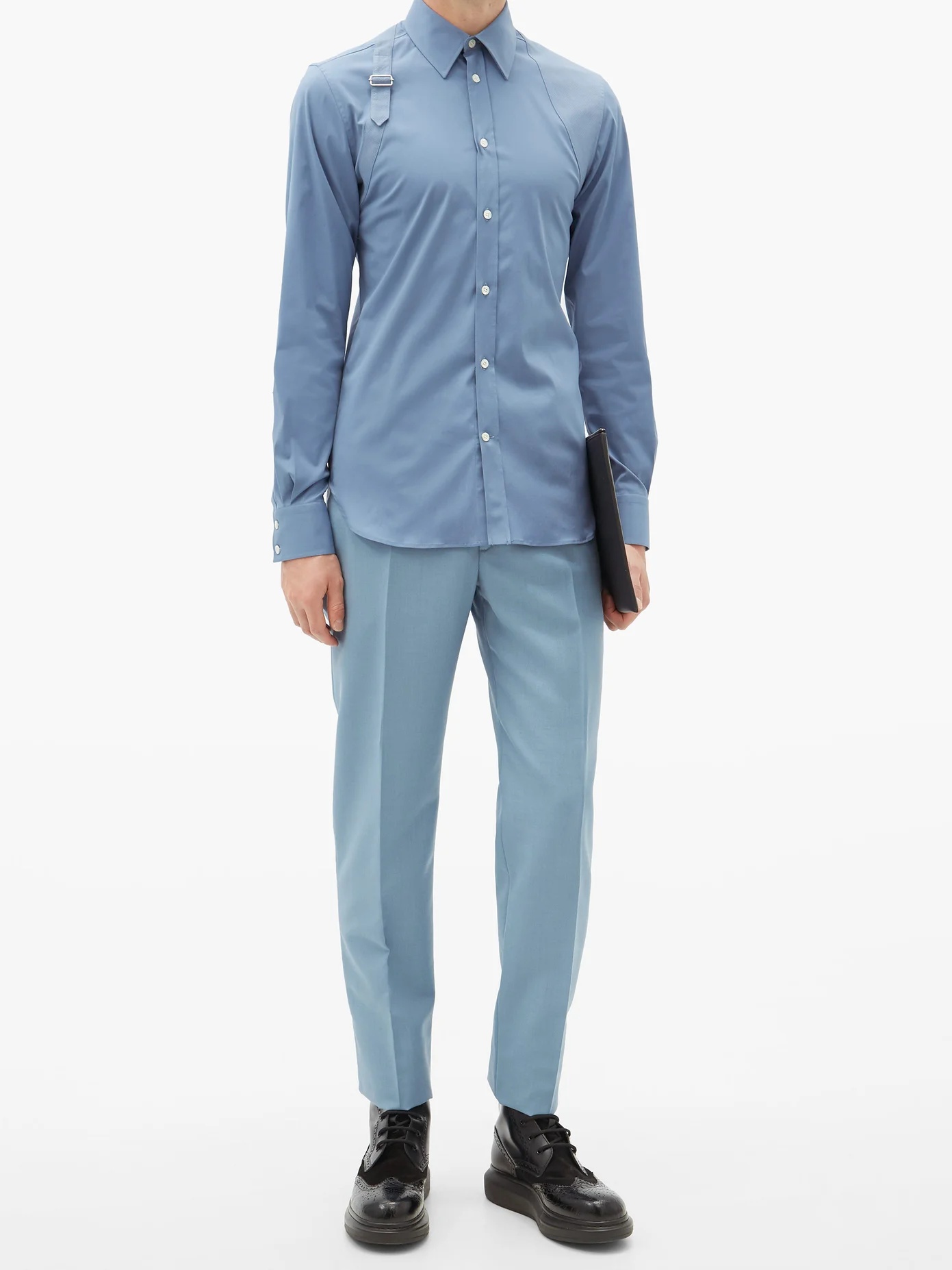 Piqué-panelled cotton-blend poplin harness shirt - 2